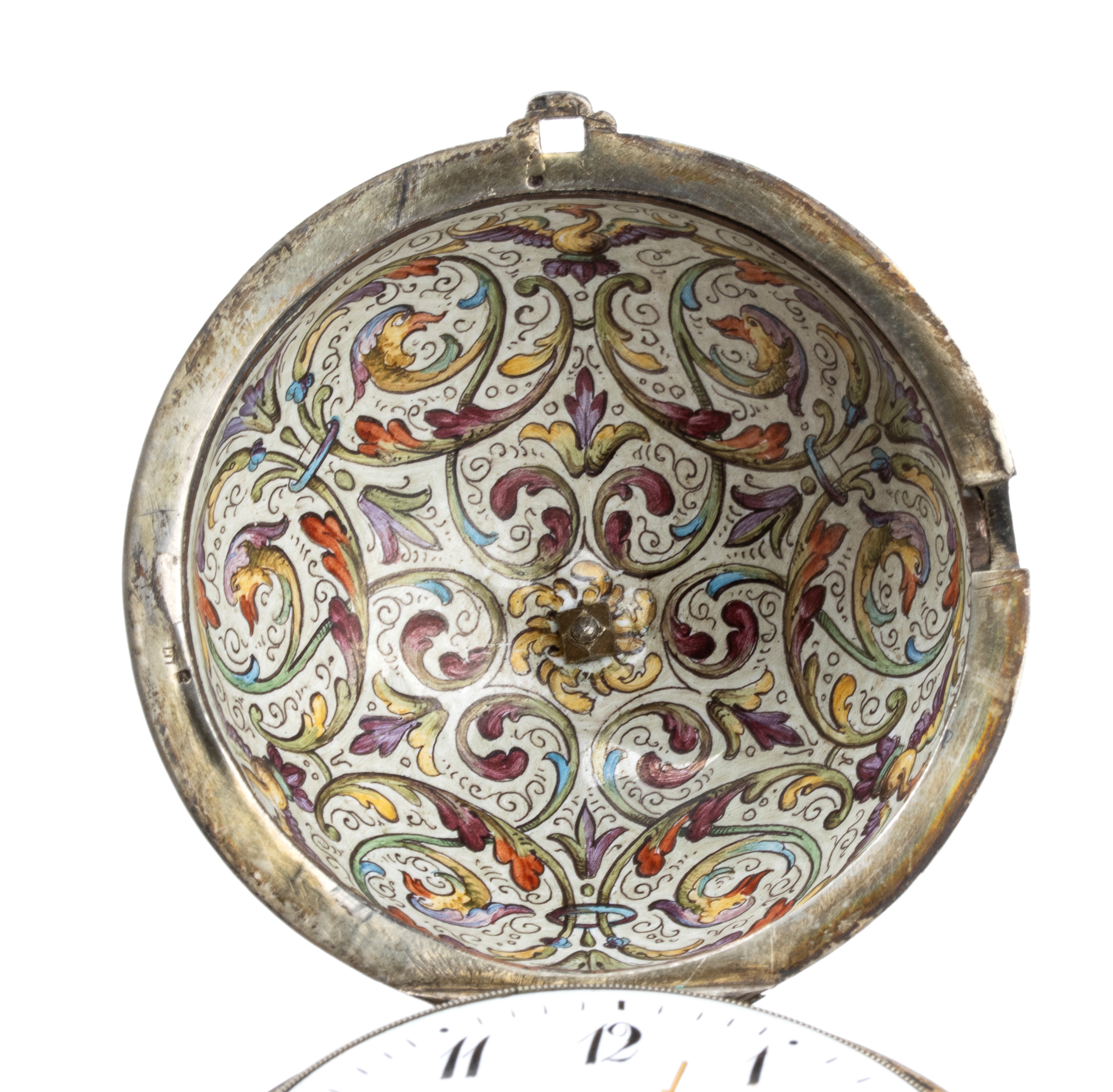 Orologio da tavolo con ripetizione in argento e smalti