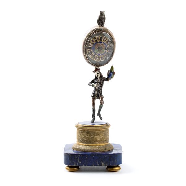 Bronze and lapis lazuli table clock