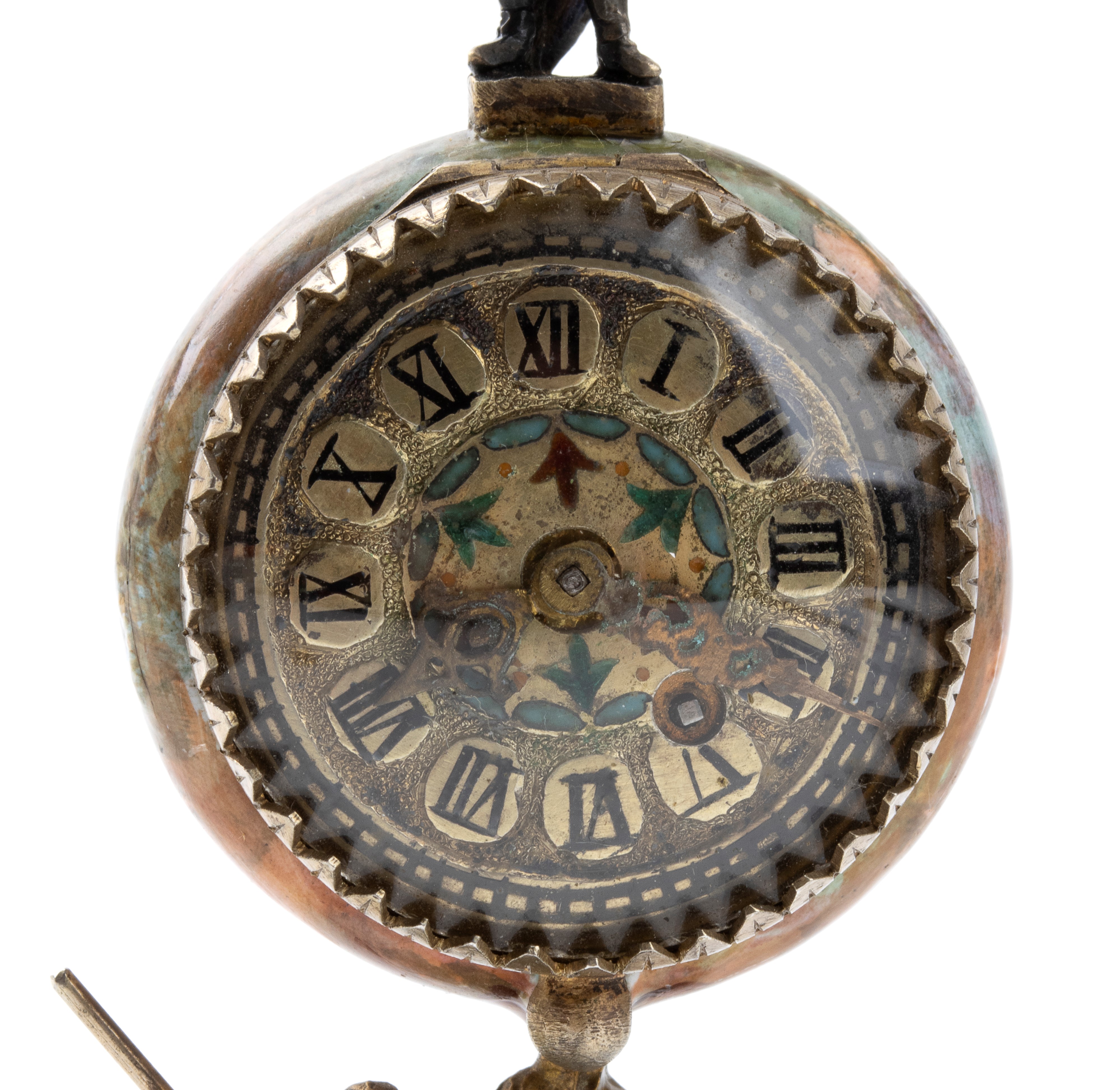 Orologio da tavolo in argento e smalti