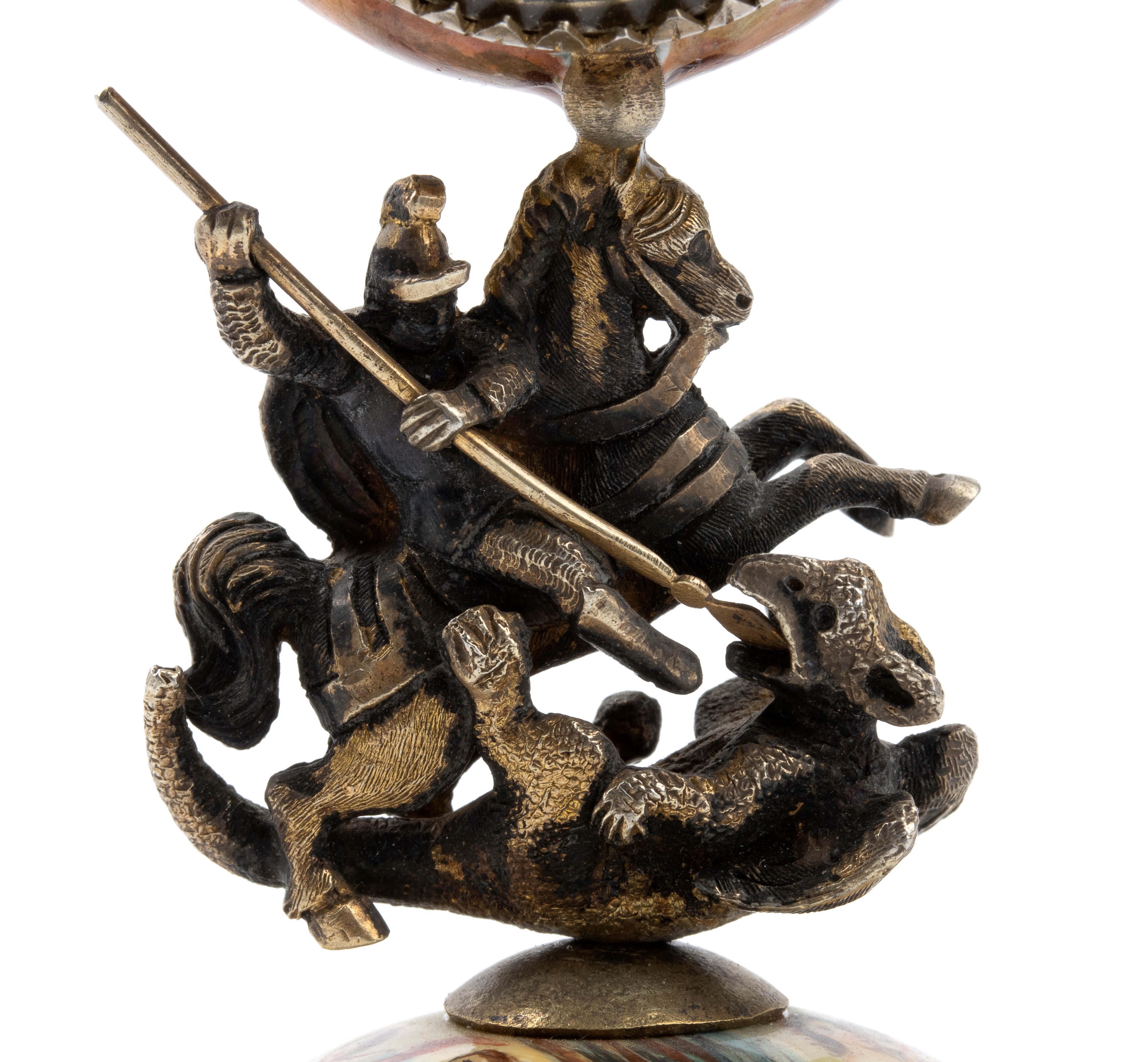 Orologio da tavolo in argento e smalti