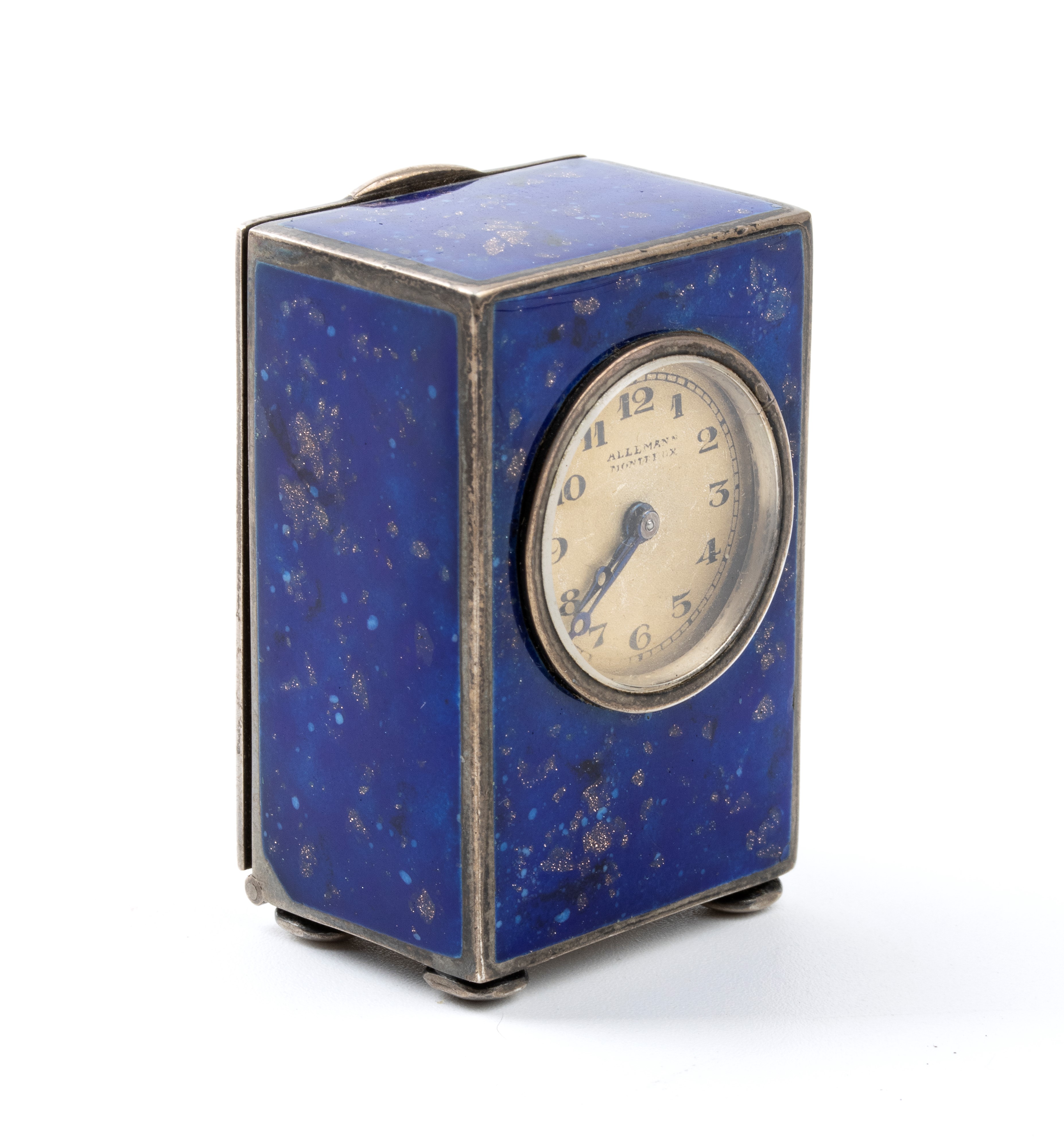 Orologio da tavolo Art Déco in argento e lapislazzuli
