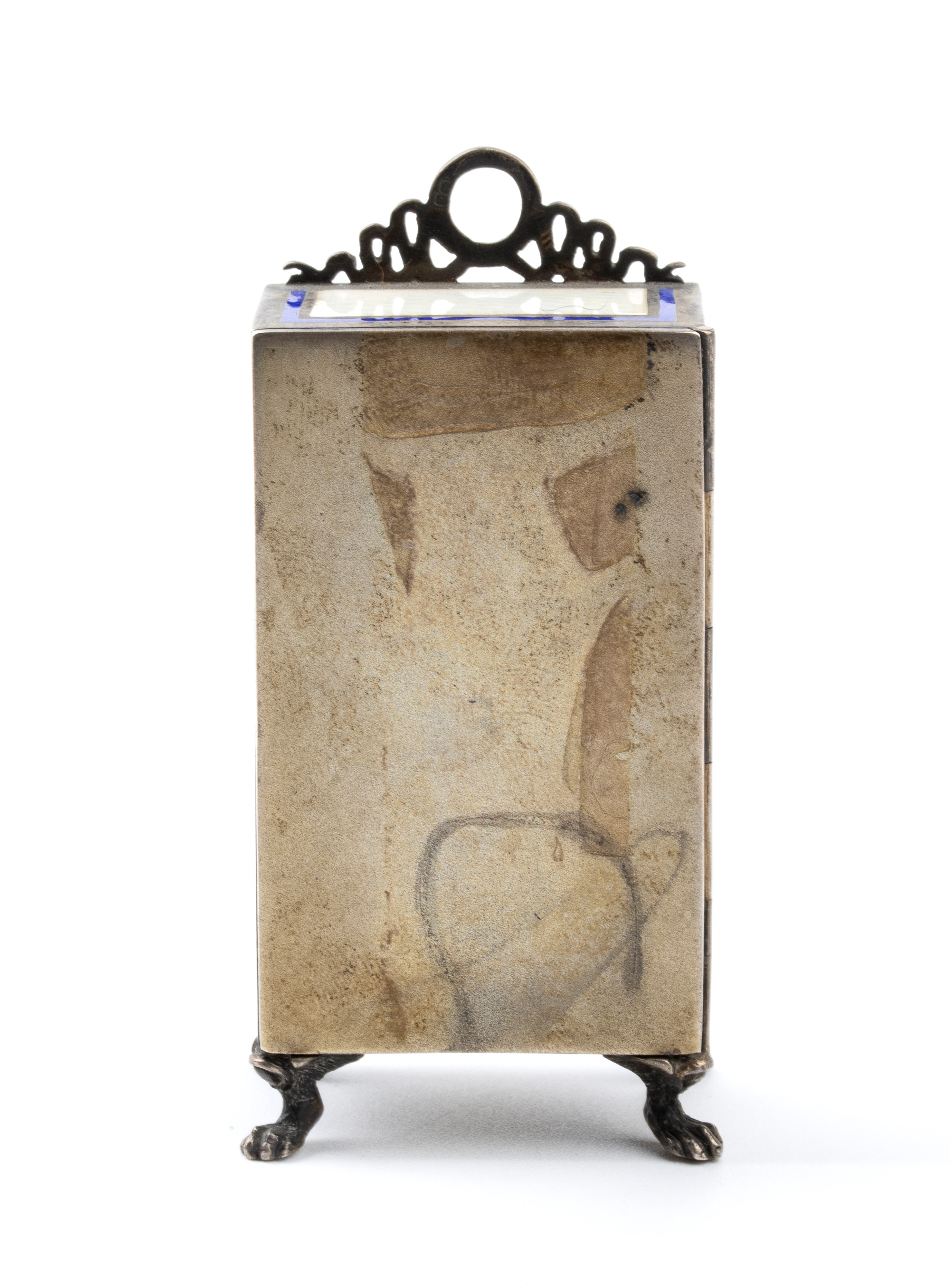 Orologio da Tavolo Art Déco in Argento e Smalti