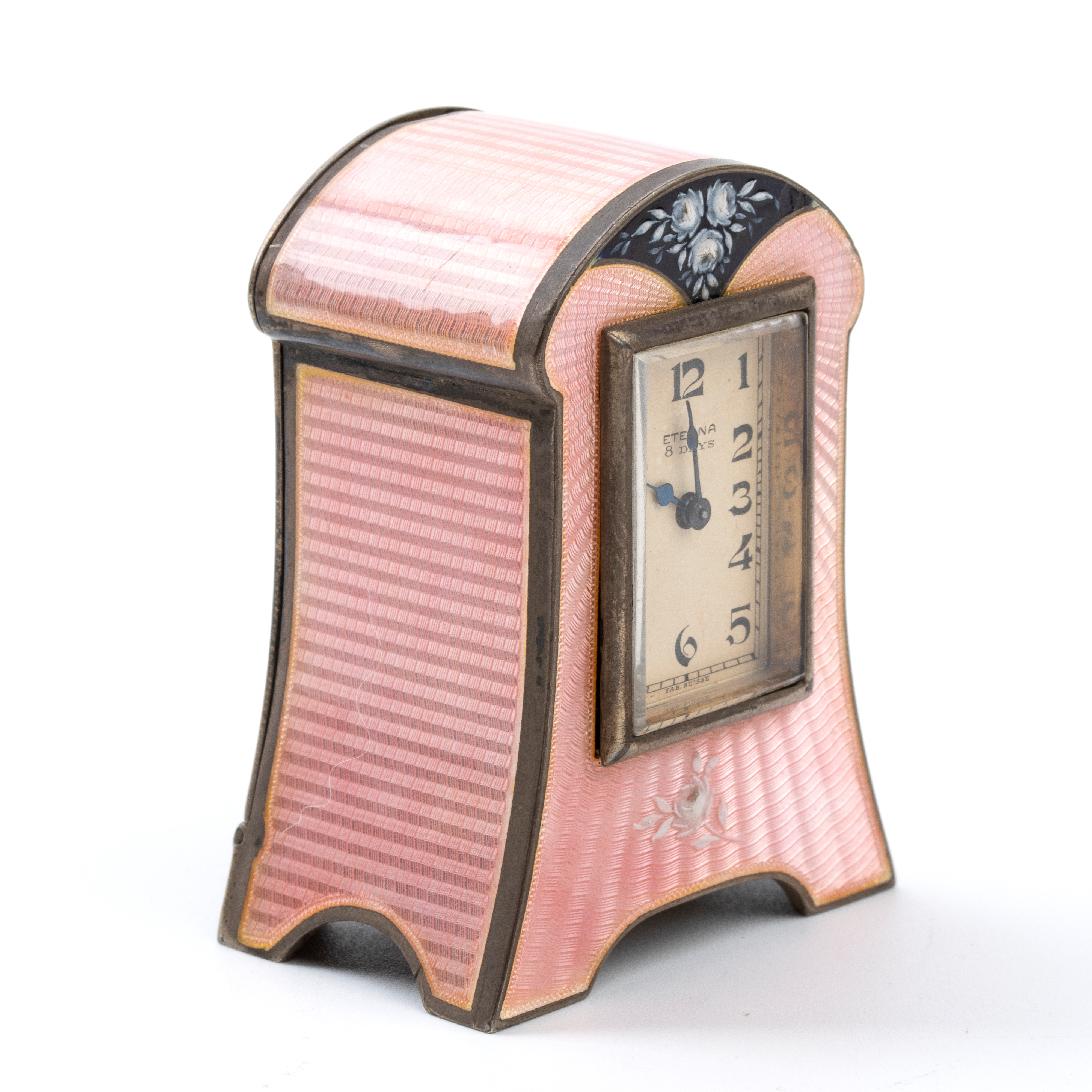 Orologio da tavolo Art Déco in argento e smalti