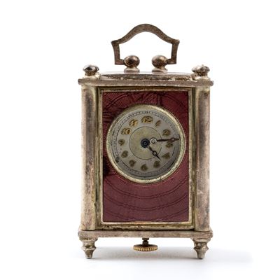 Orologio da Tavolo in Argento e Smalti