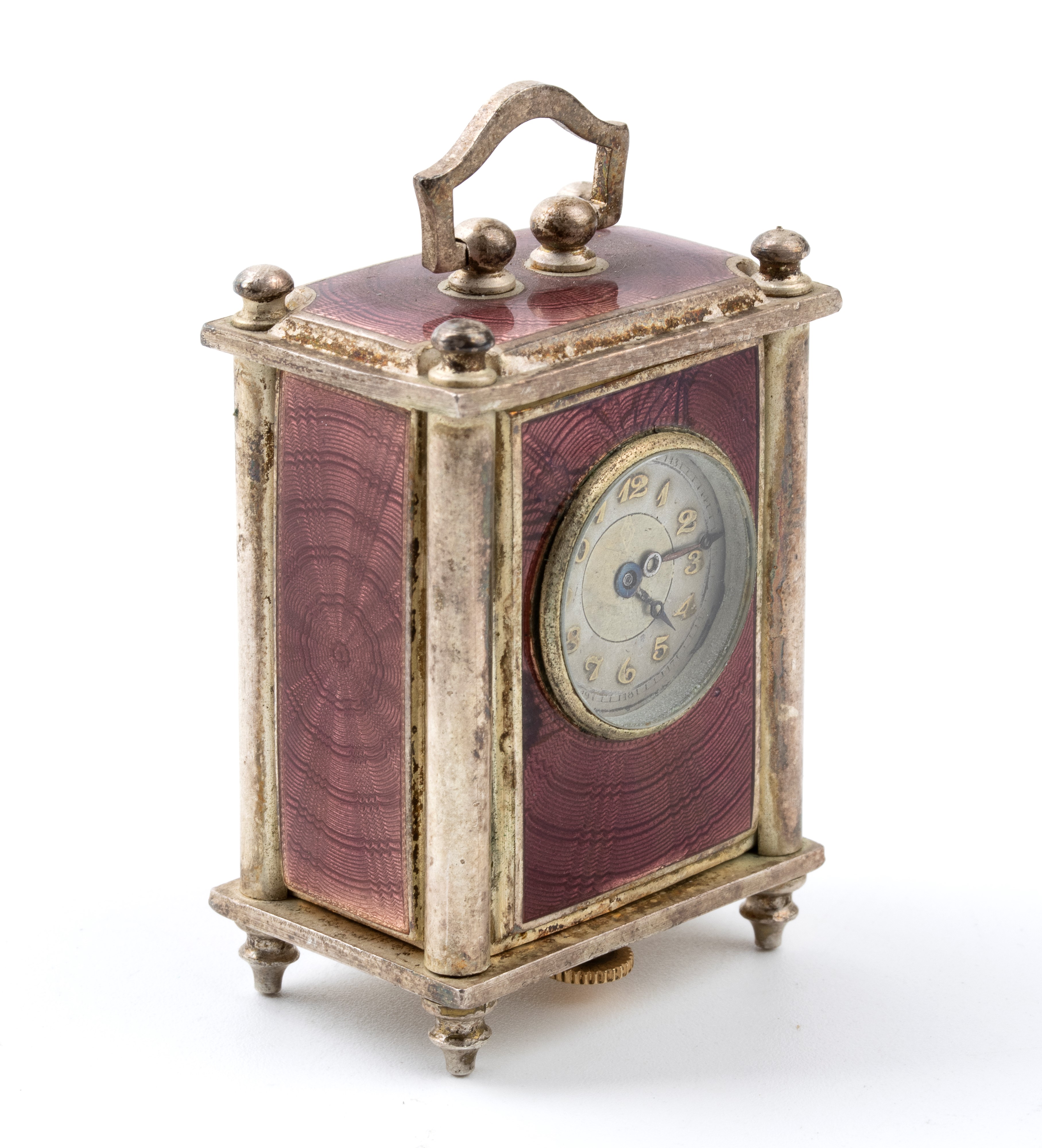 Orologio da Tavolo in Argento e Smalti