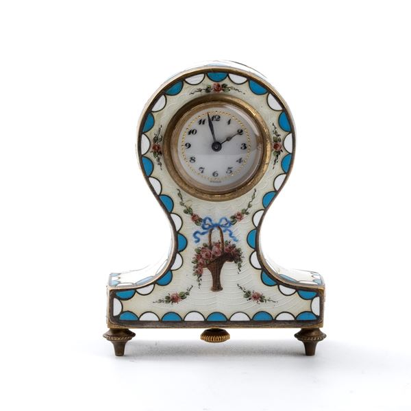 Art Déco table clock with enamels