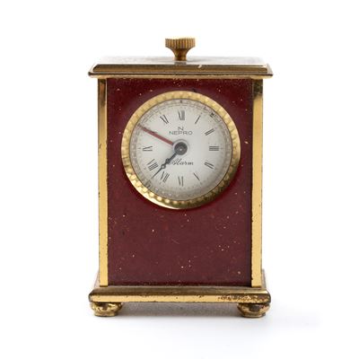 Orologio Sveglia da Tavolo Art Déco in Metallo Dorato e Smalti