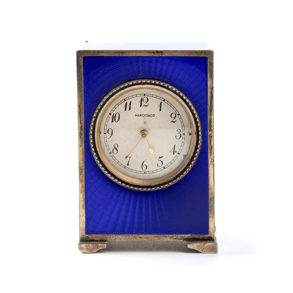 Marcus &amp; Co - Art Déco silver and enamels table clock