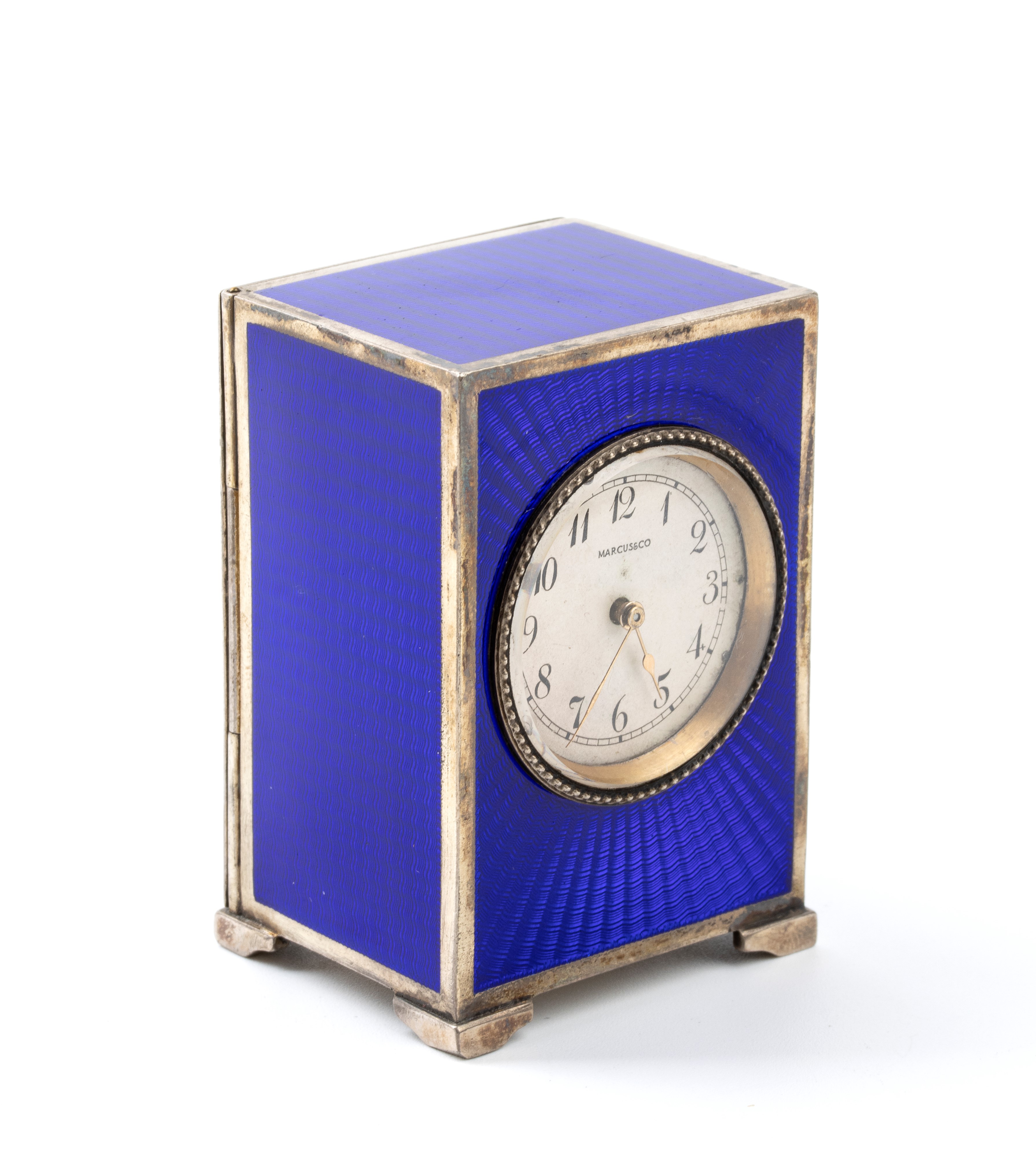 Orologio da tavolo Art Déco in argento e smalti