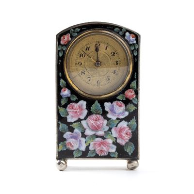 Orologio da Tavolo in Argento e Smalti