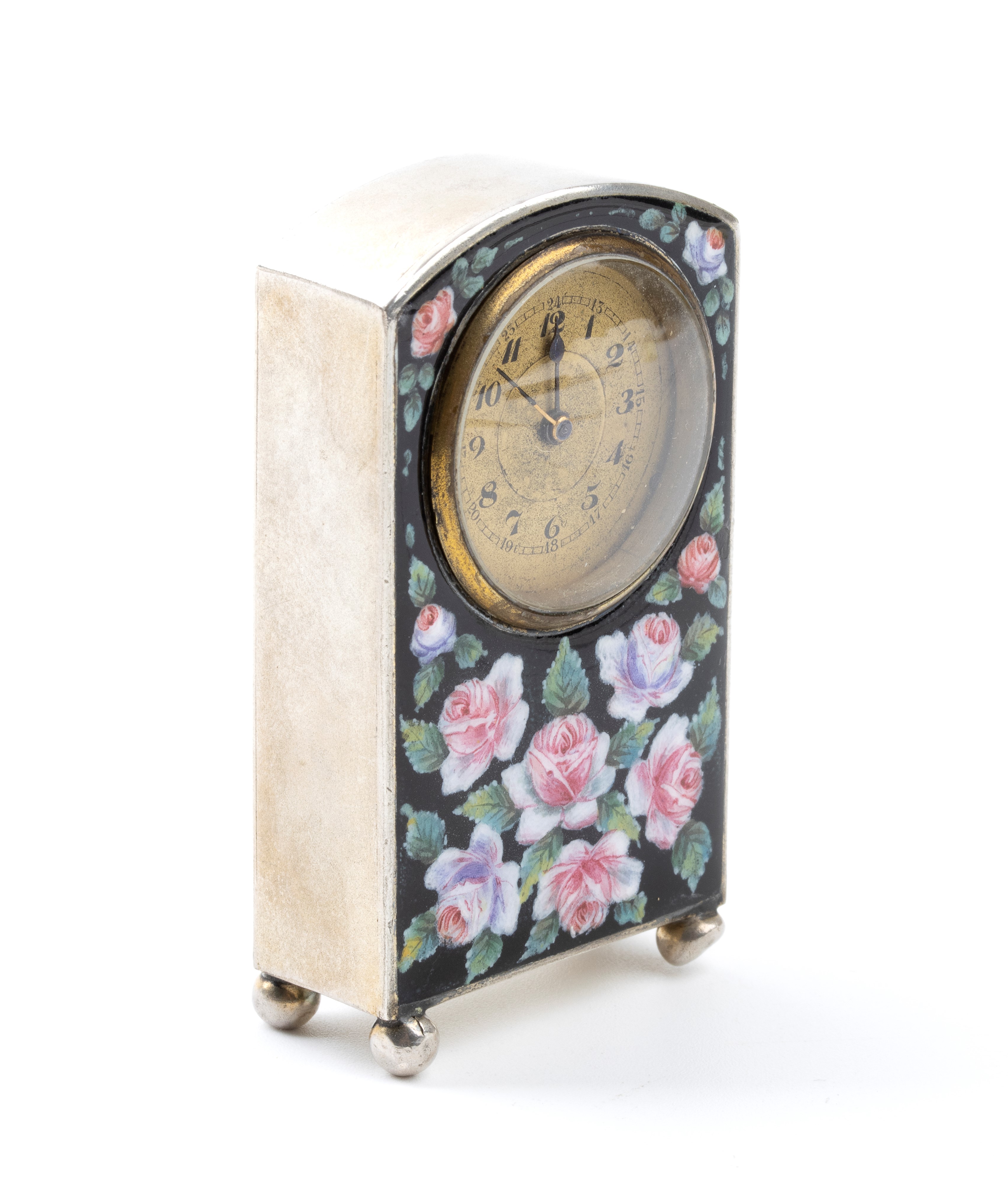 Orologio da Tavolo in Argento e Smalti