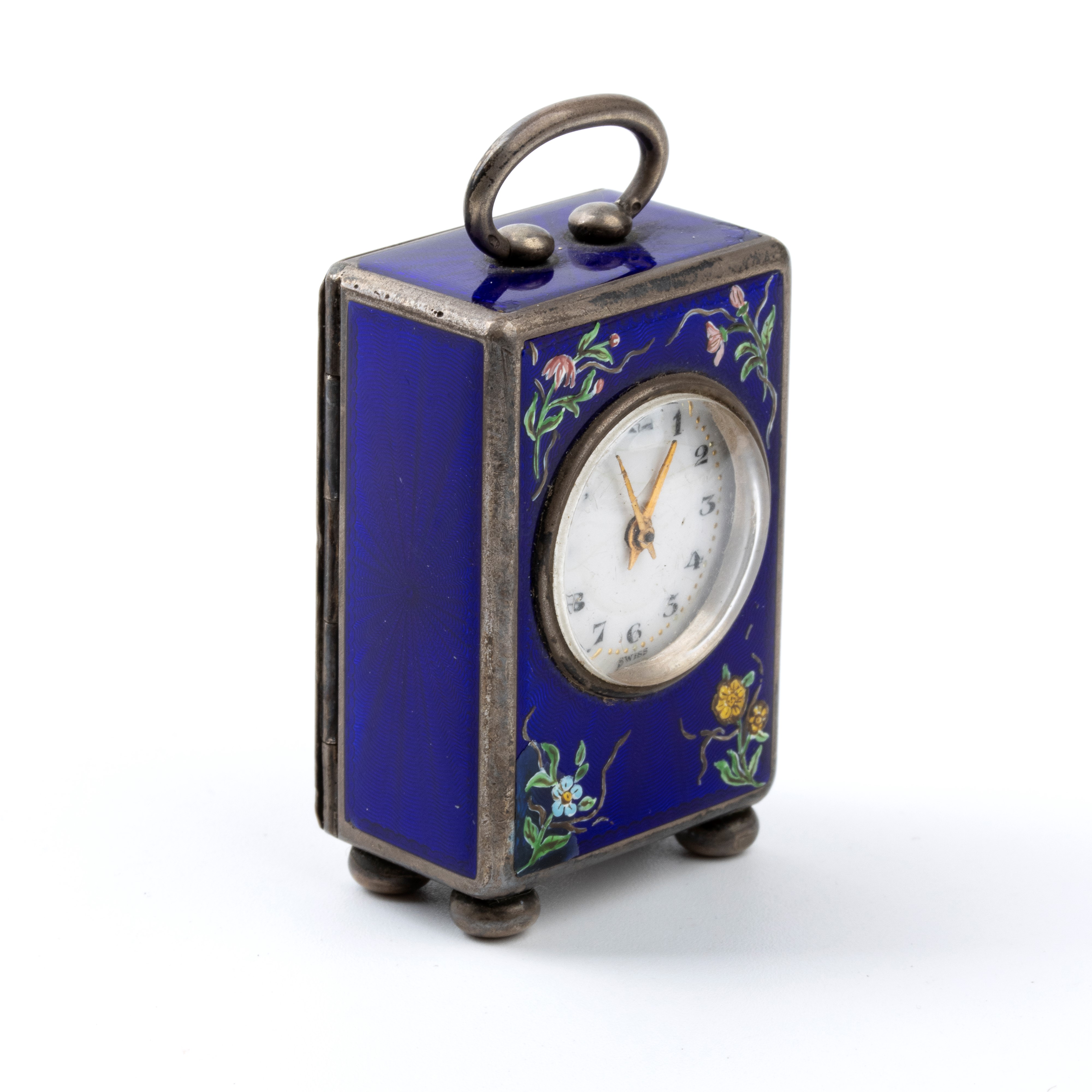 Orologio da tavolo Art Déco in argento e smalti