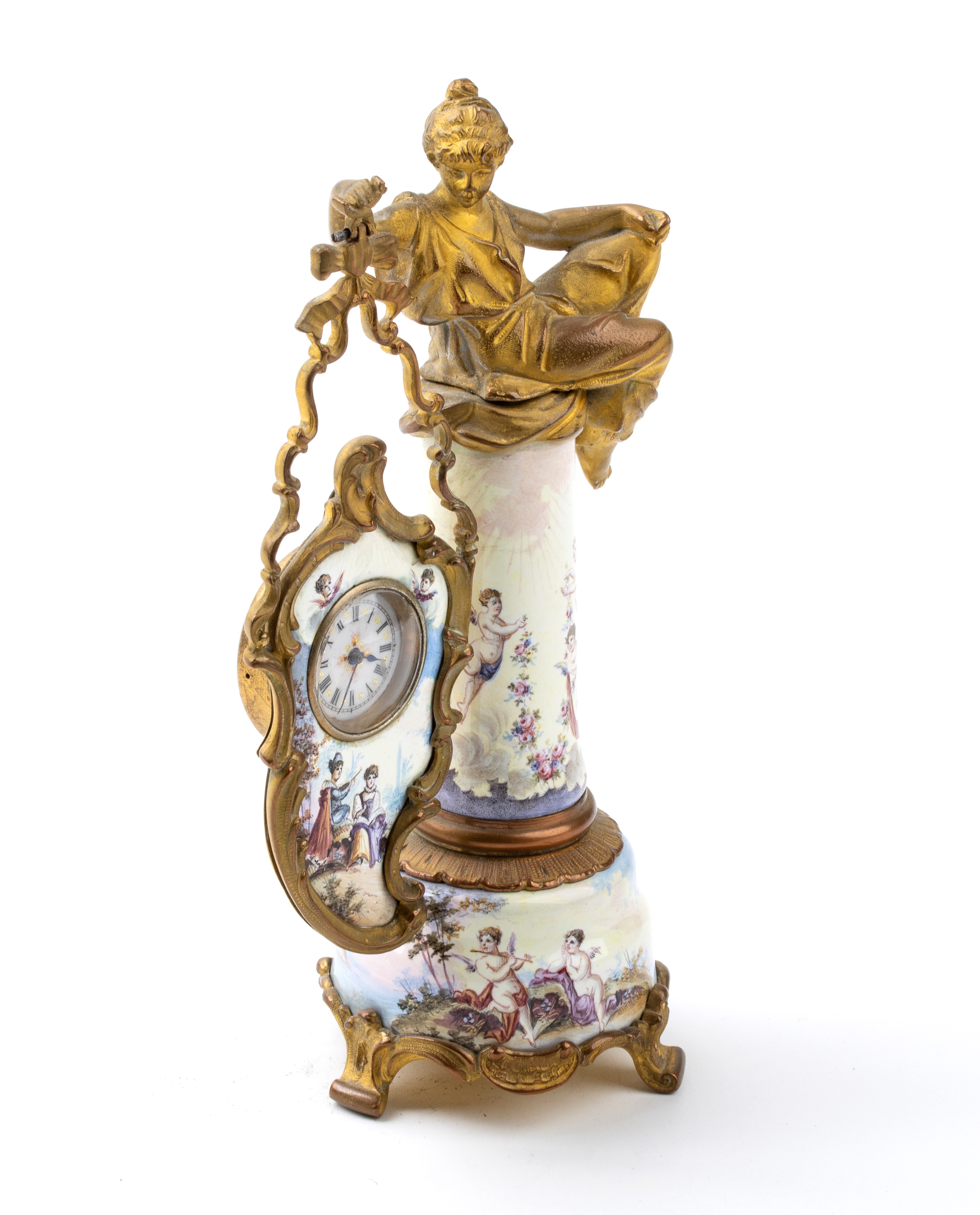 Orologio da tavolo in bronzo e smalti