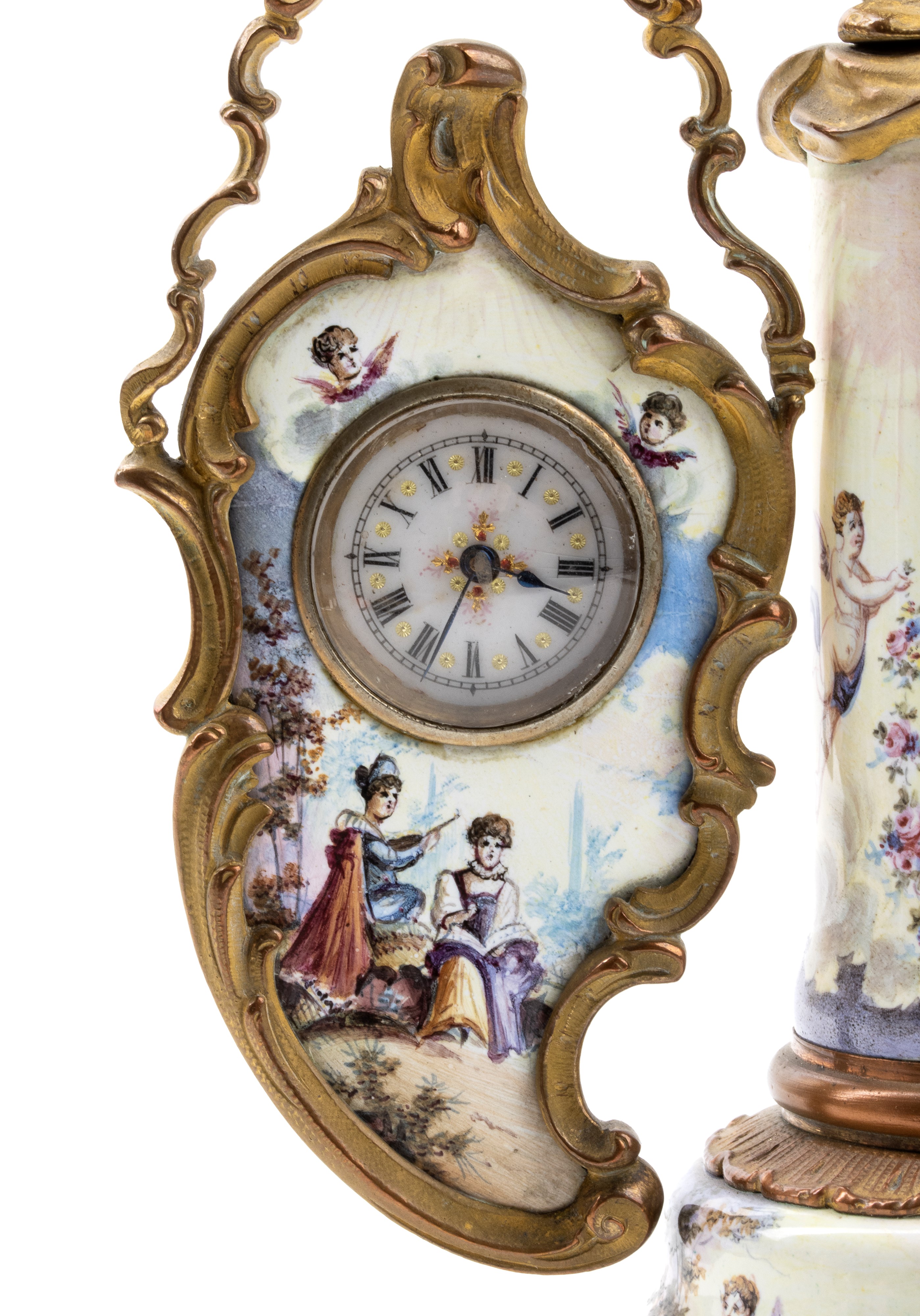 Orologio da tavolo in bronzo e smalti