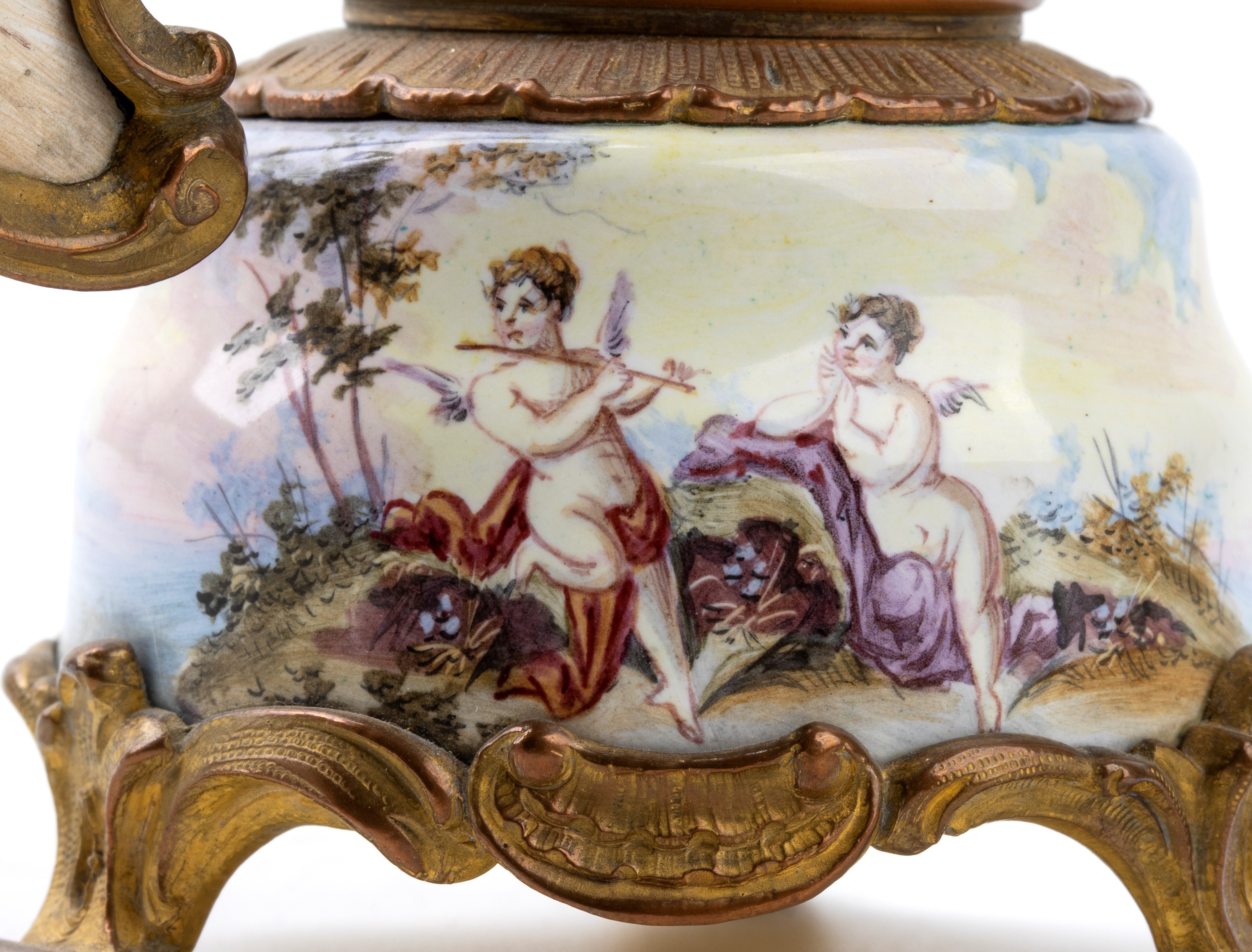 Orologio da tavolo in bronzo e smalti