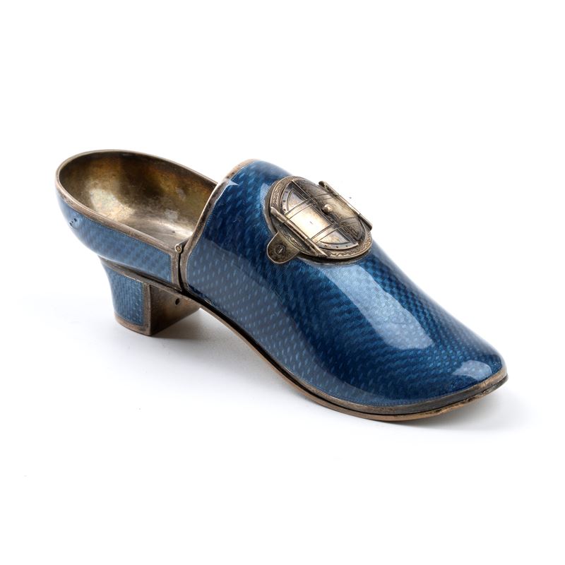 Orologio da tavolo Art Déco in argento e smalti