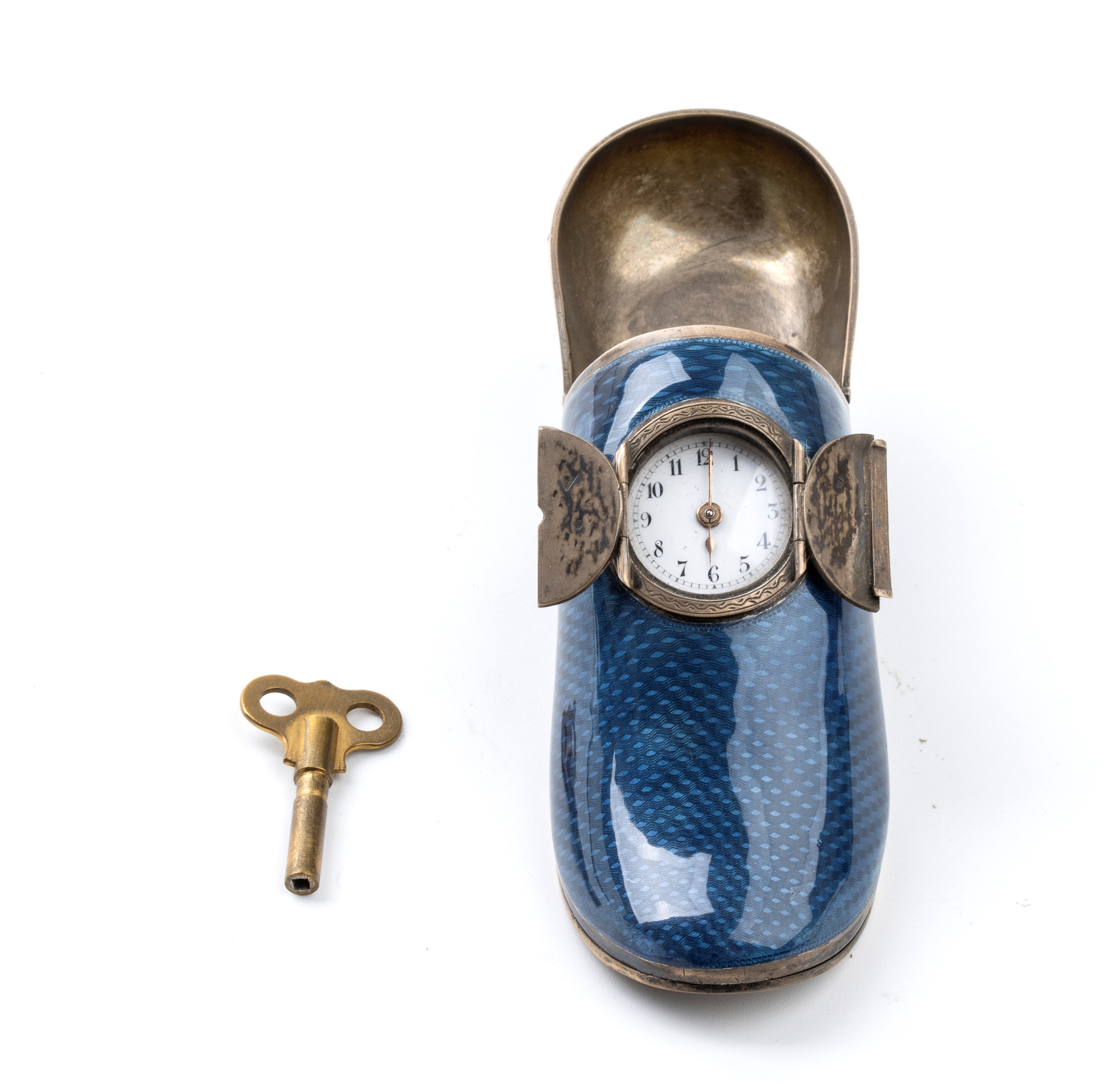 Orologio da tavolo Art Déco in argento e smalti