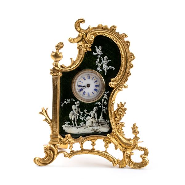 Table clock with enamels