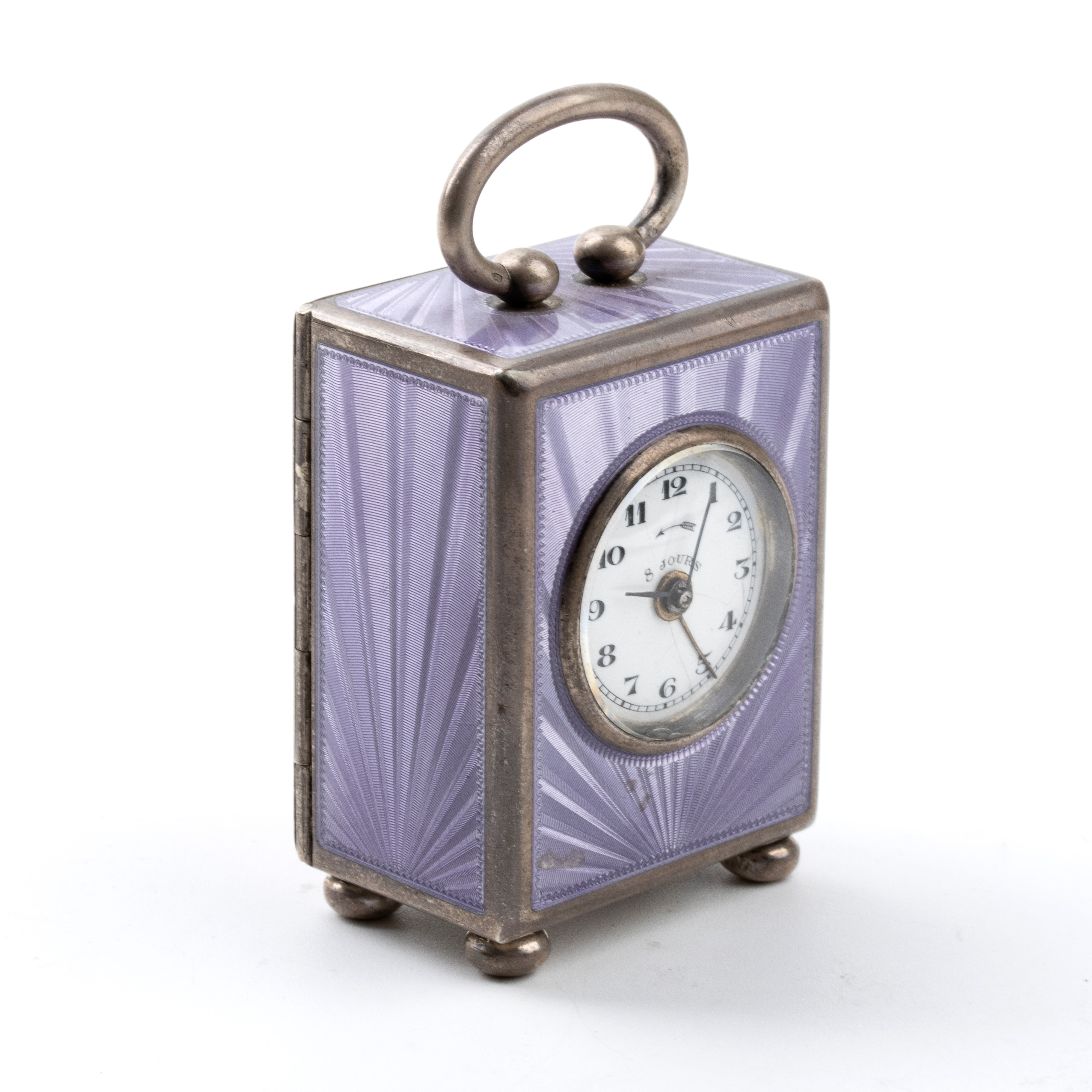 Jtc - Orologio Sveglia da Tavolo Art Déco in Argento e Smalti