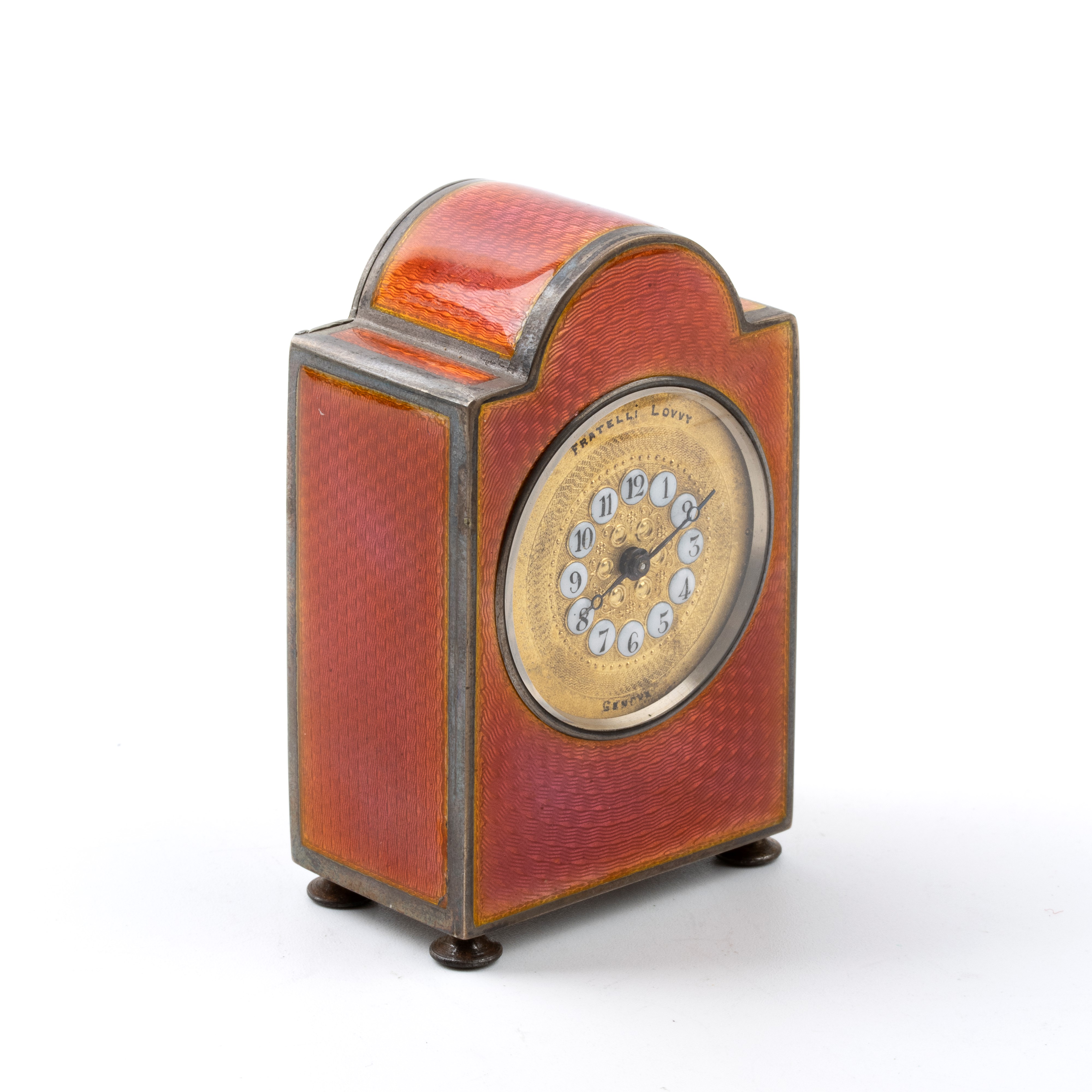 Orologio da tavolo in argento e smalti