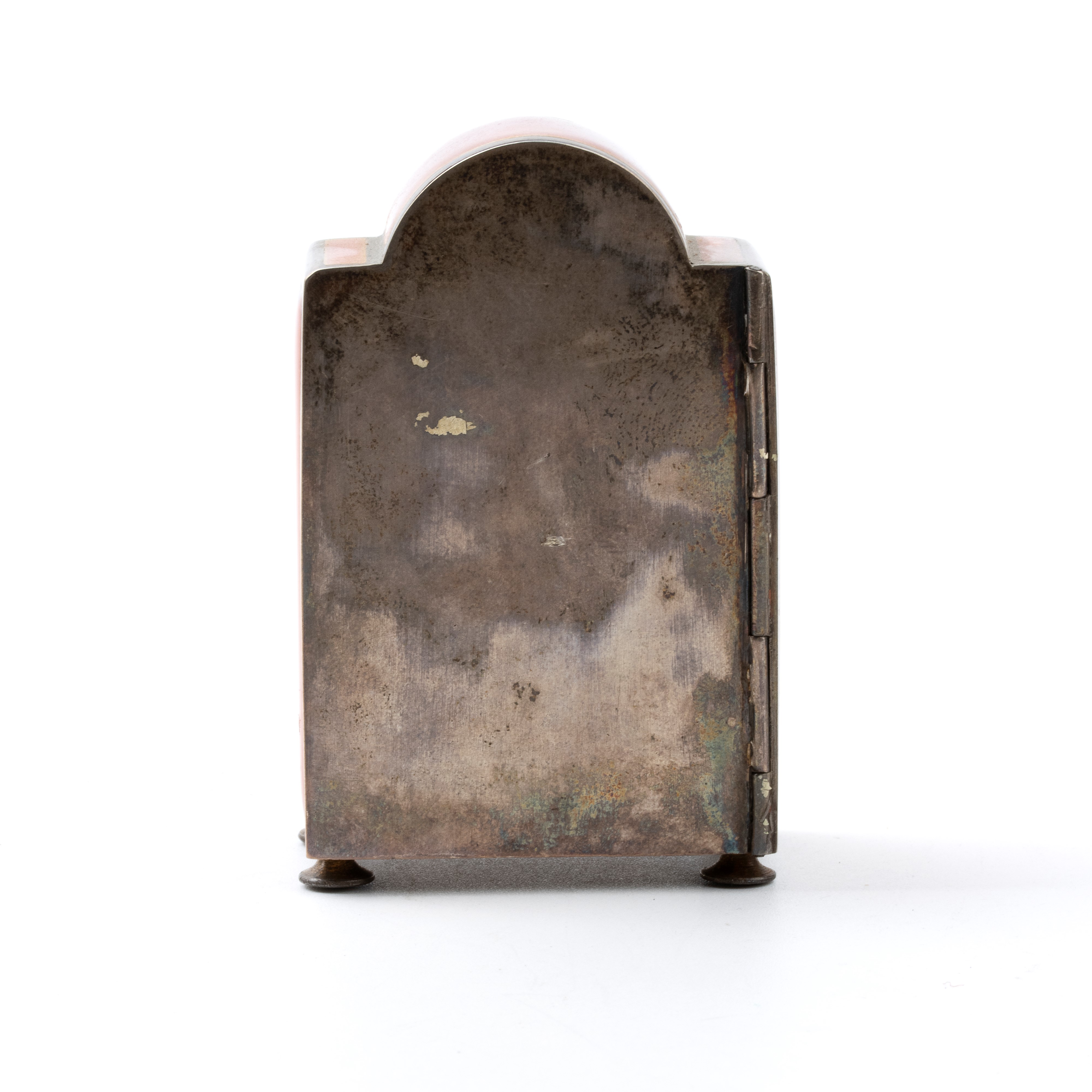 Orologio da tavolo in argento e smalti