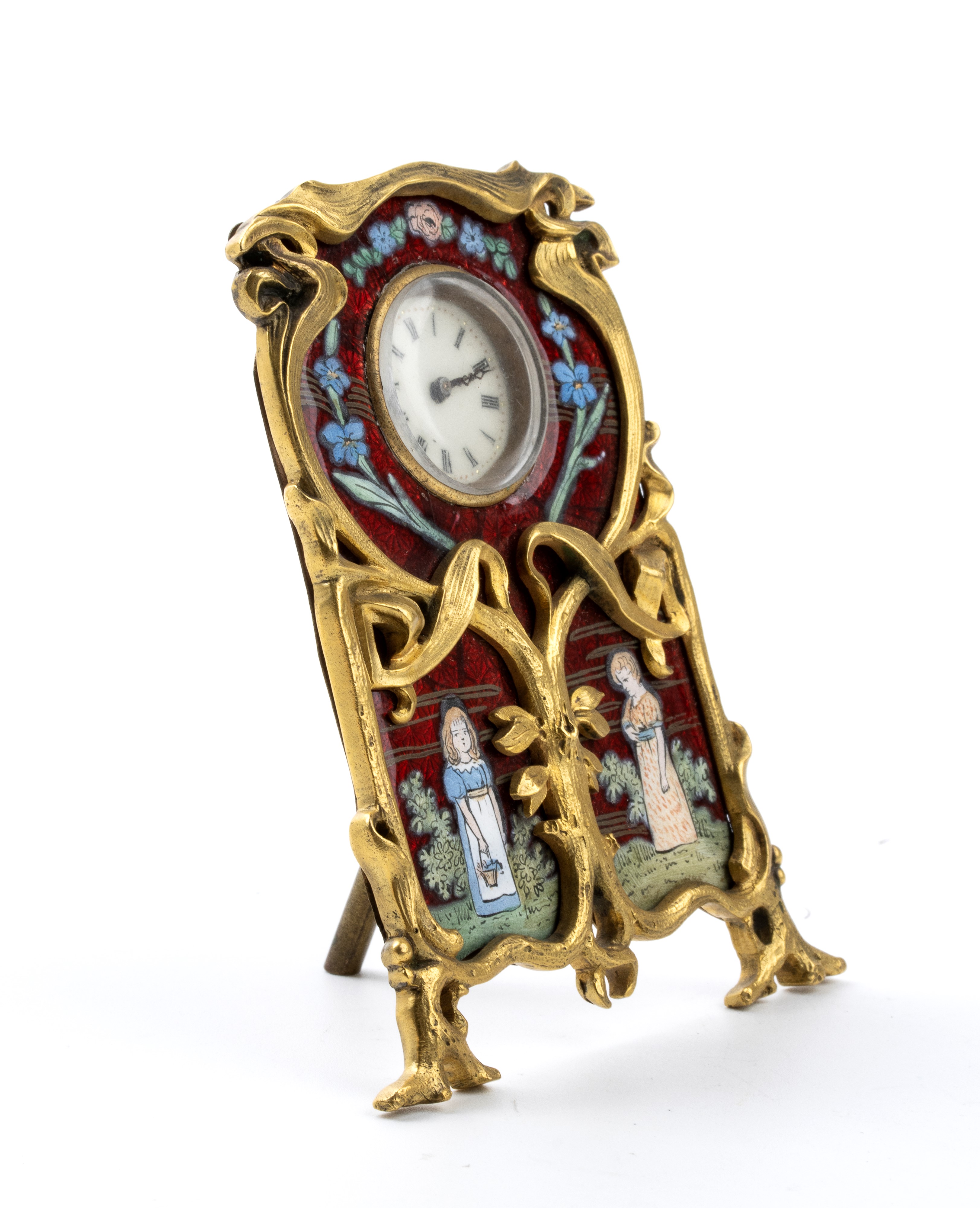 Orologio da tavolo Art Nouveau con smalti