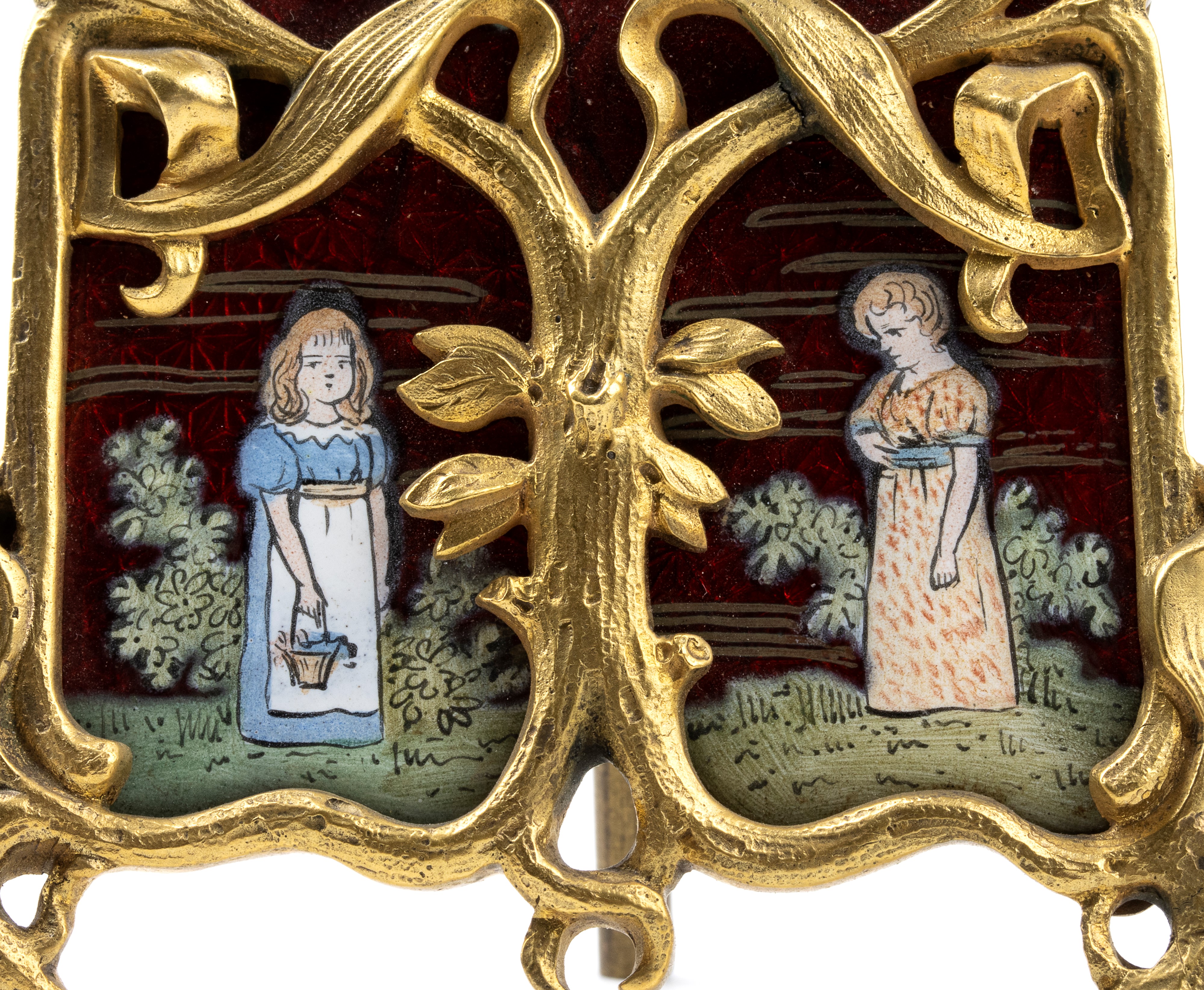 Orologio da tavolo Art Nouveau con smalti