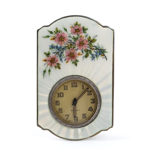 Henry Clifford Davis per Tiffany &amp; Co - Art Déco sterling silver and enamels table clock