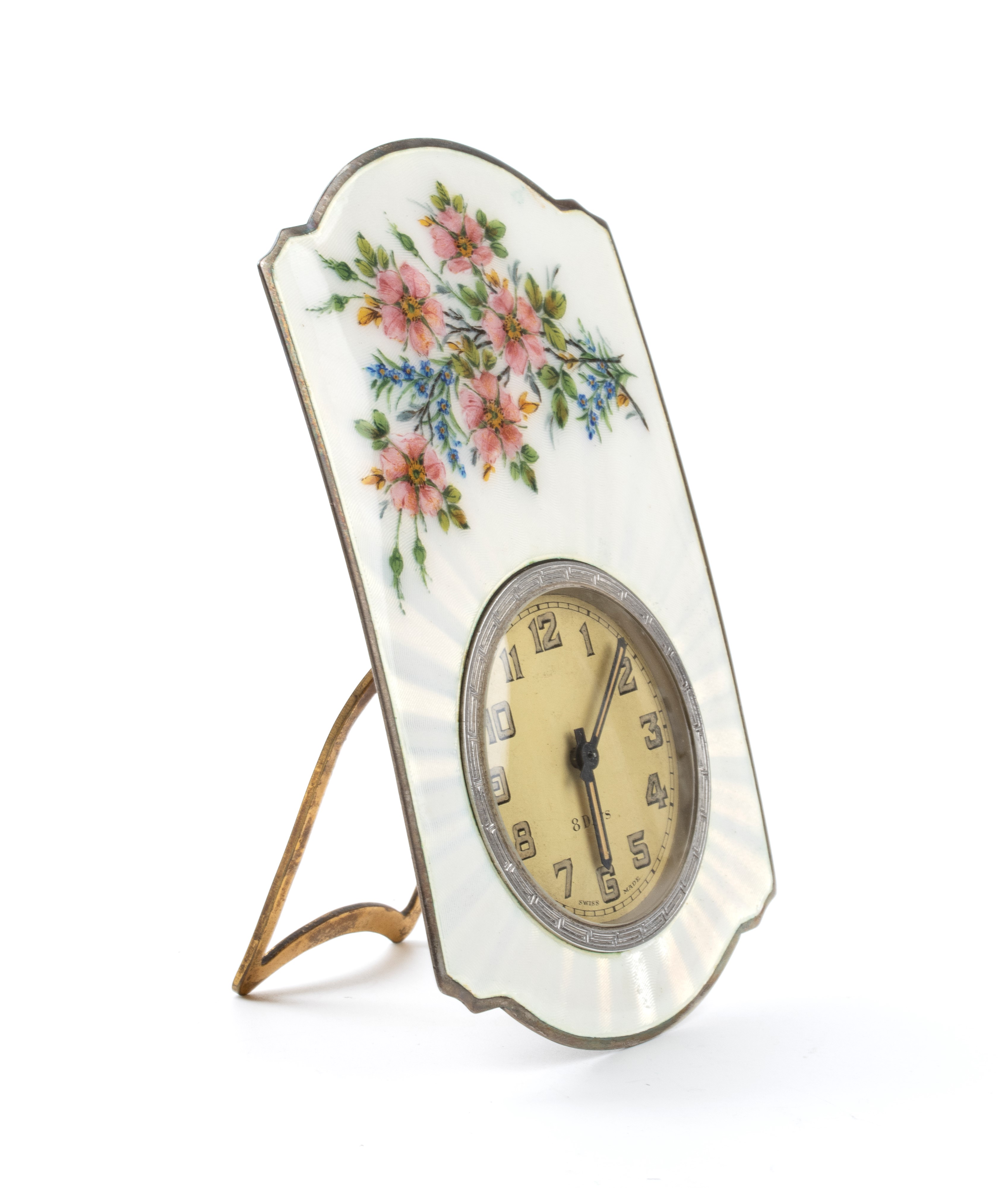 Orologio da tavolo Art Déco in argento e smalti