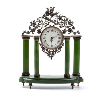 Orologio da Tavolo Art Déco in Argento e Smalti