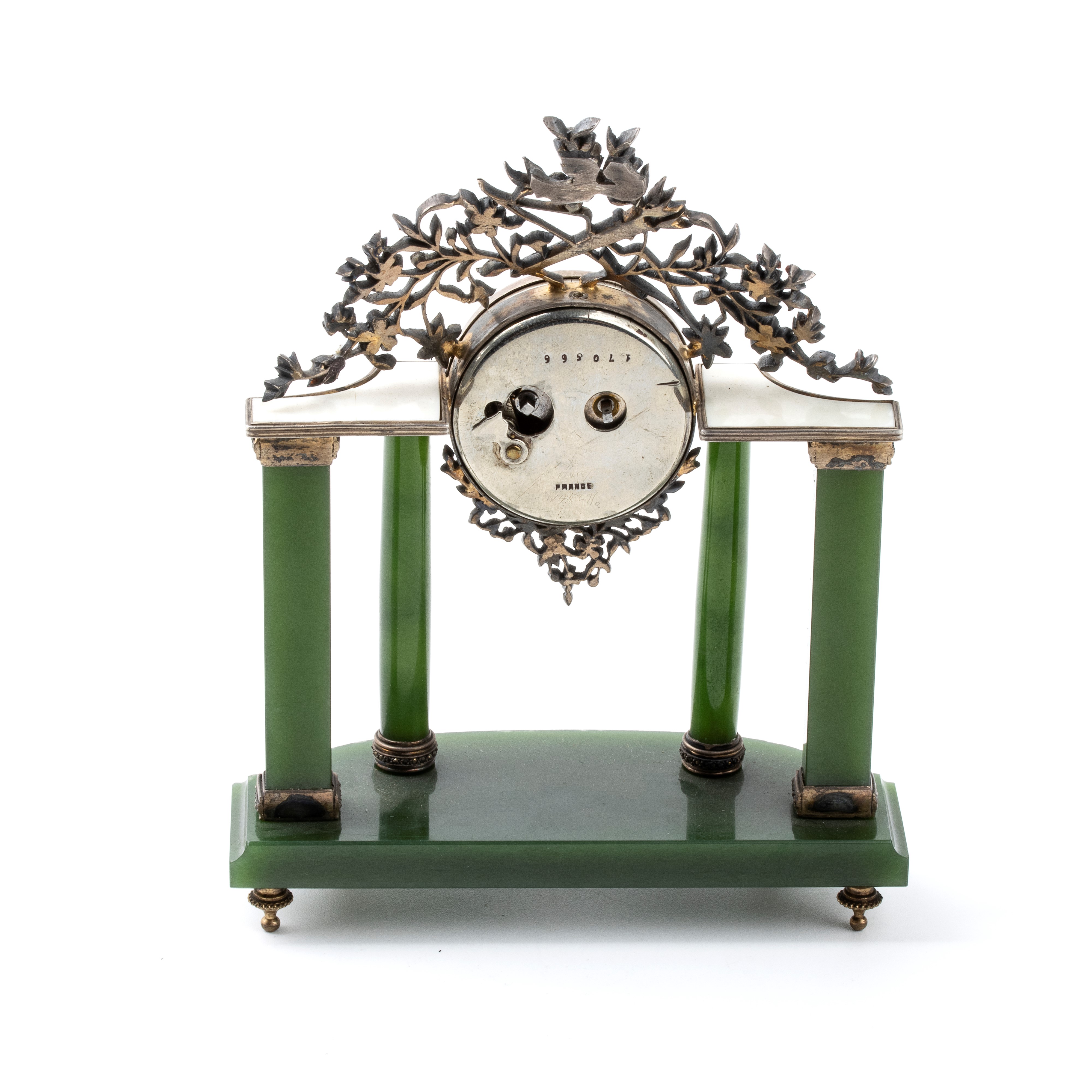 Orologio da Tavolo Art Déco in Argento e Smalti