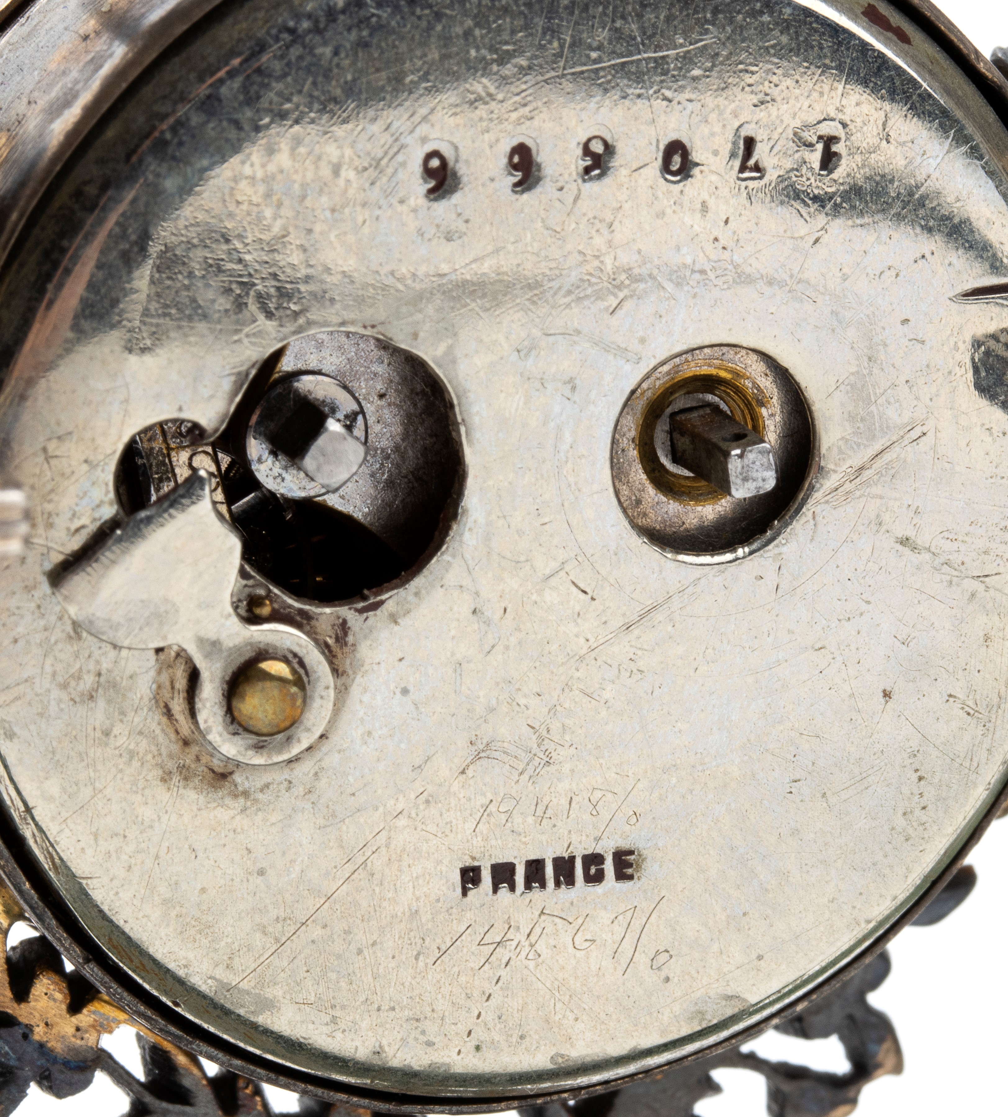 Orologio da Tavolo Art Déco in Argento e Smalti