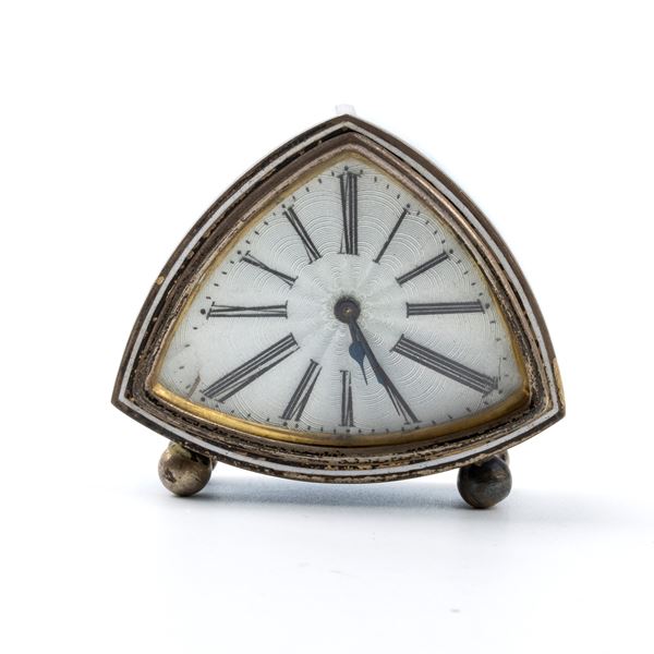 Franz Hiess &amp; S&#246;hne (Co.) - Art Déco silver and enamels table clock