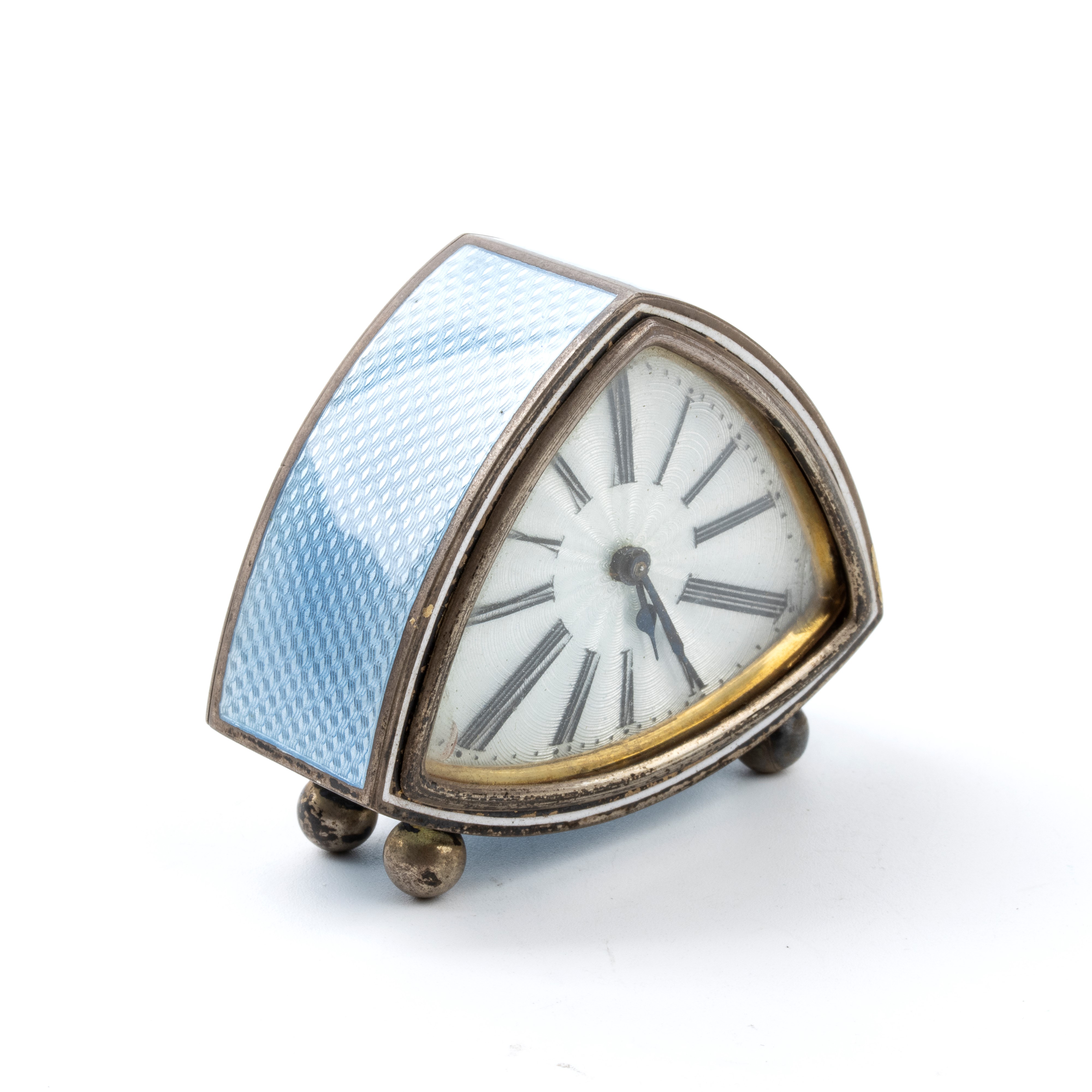 Orologio da tavolo Art Déco in argento e smalti