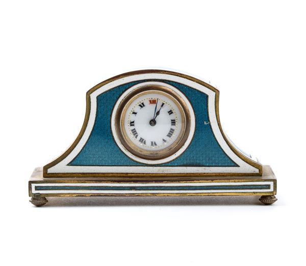 Art Déco table clock with enamels