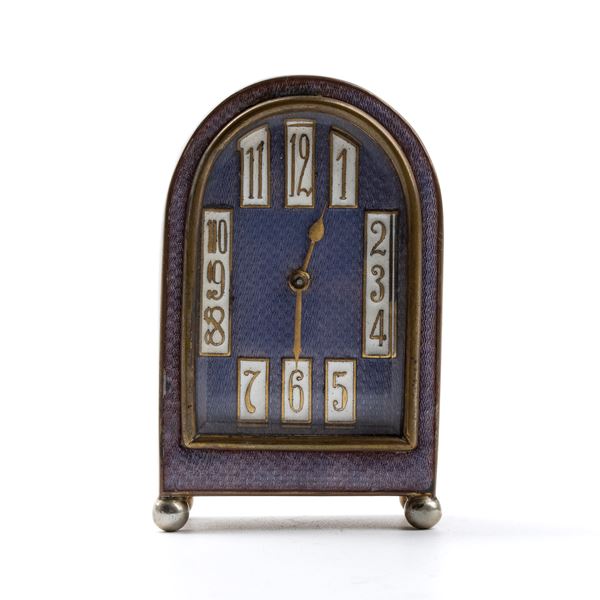 Art Déco table clock with enamels