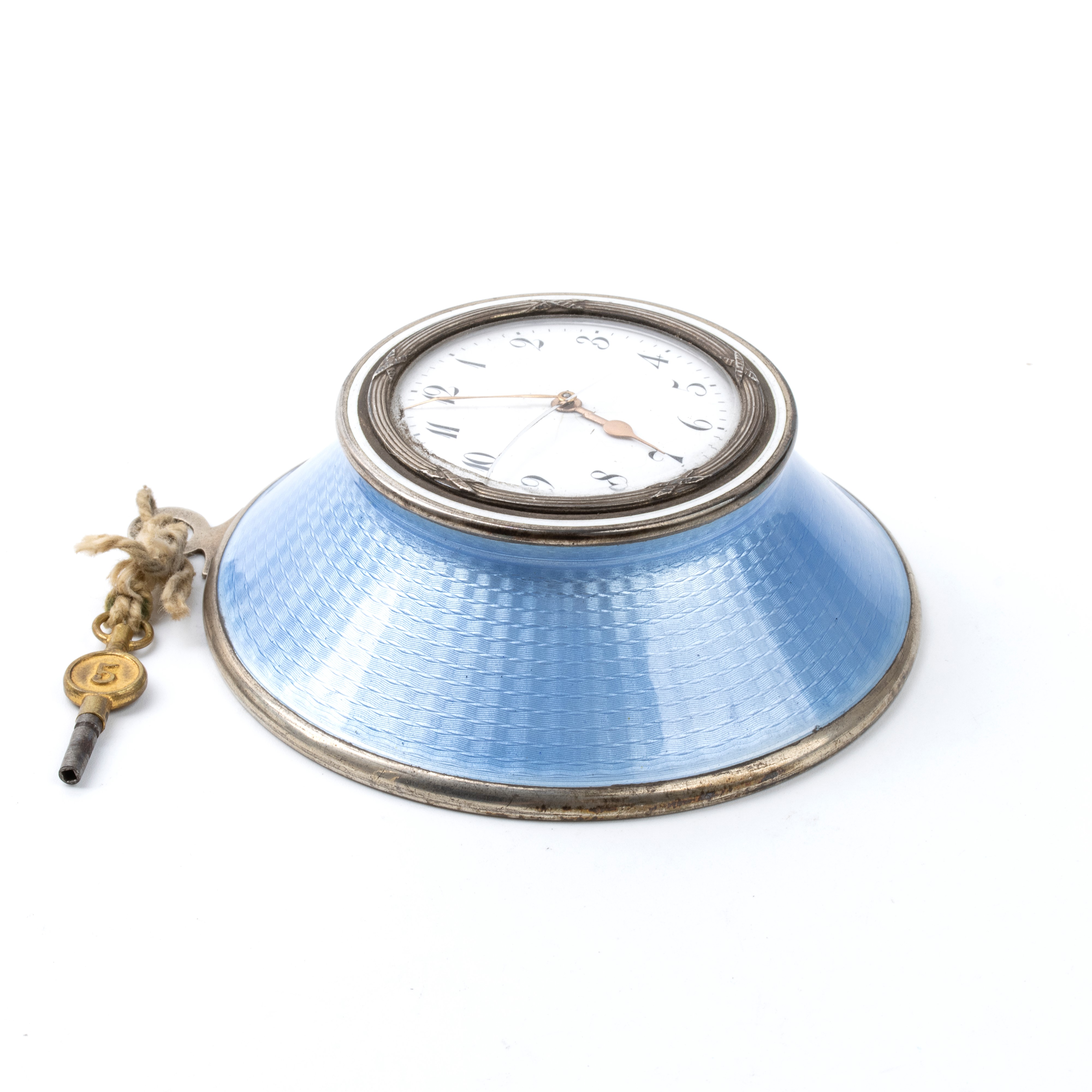 Orologio da parete Art Déco in argento dorato e smalti