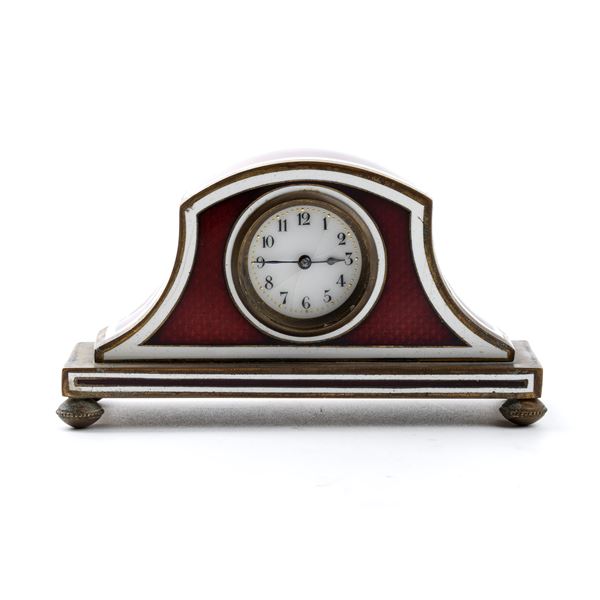 Art Déco table clock with enamels