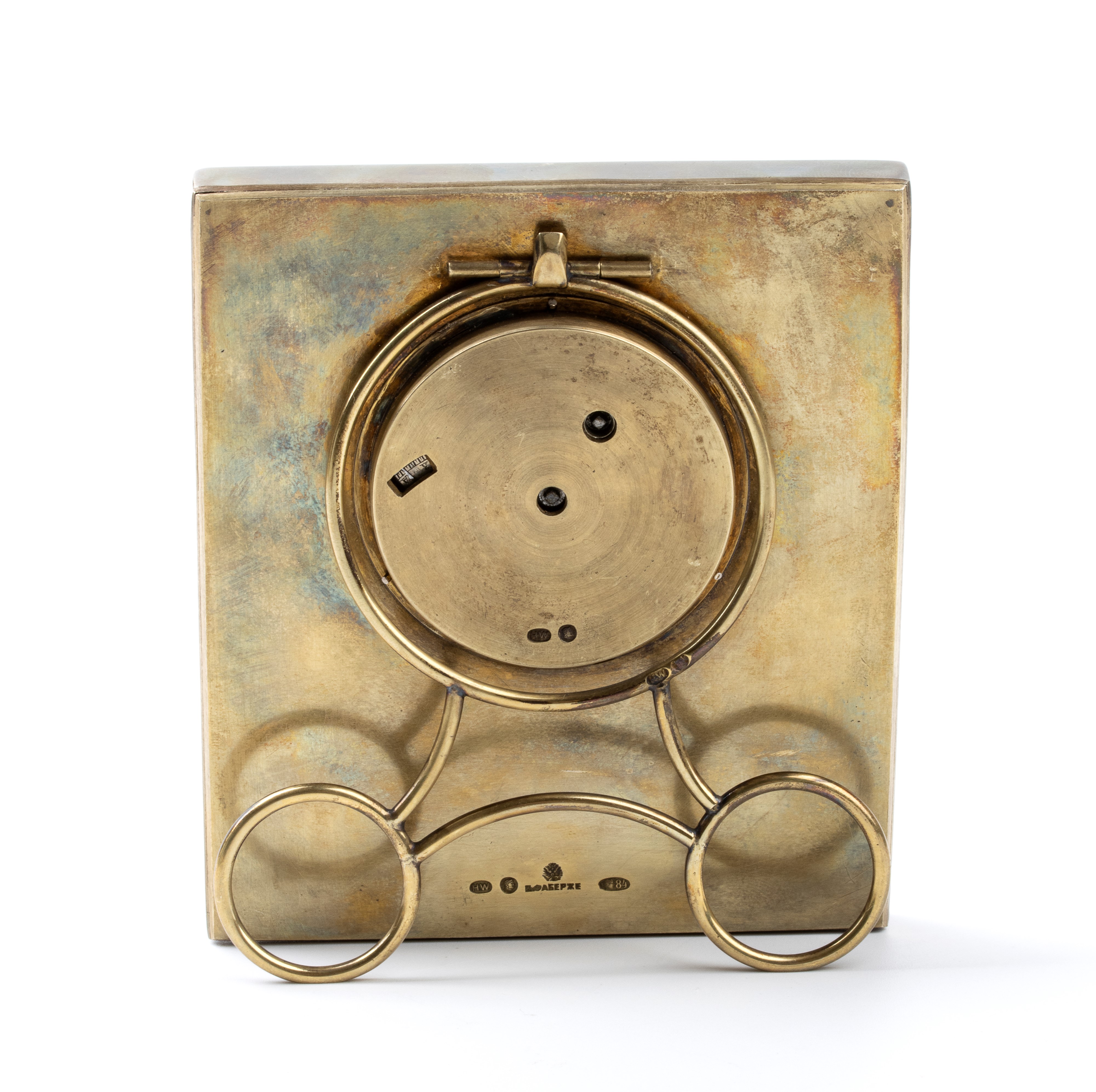 Orologio da tavolo Art Déco in argento dorato e smalti