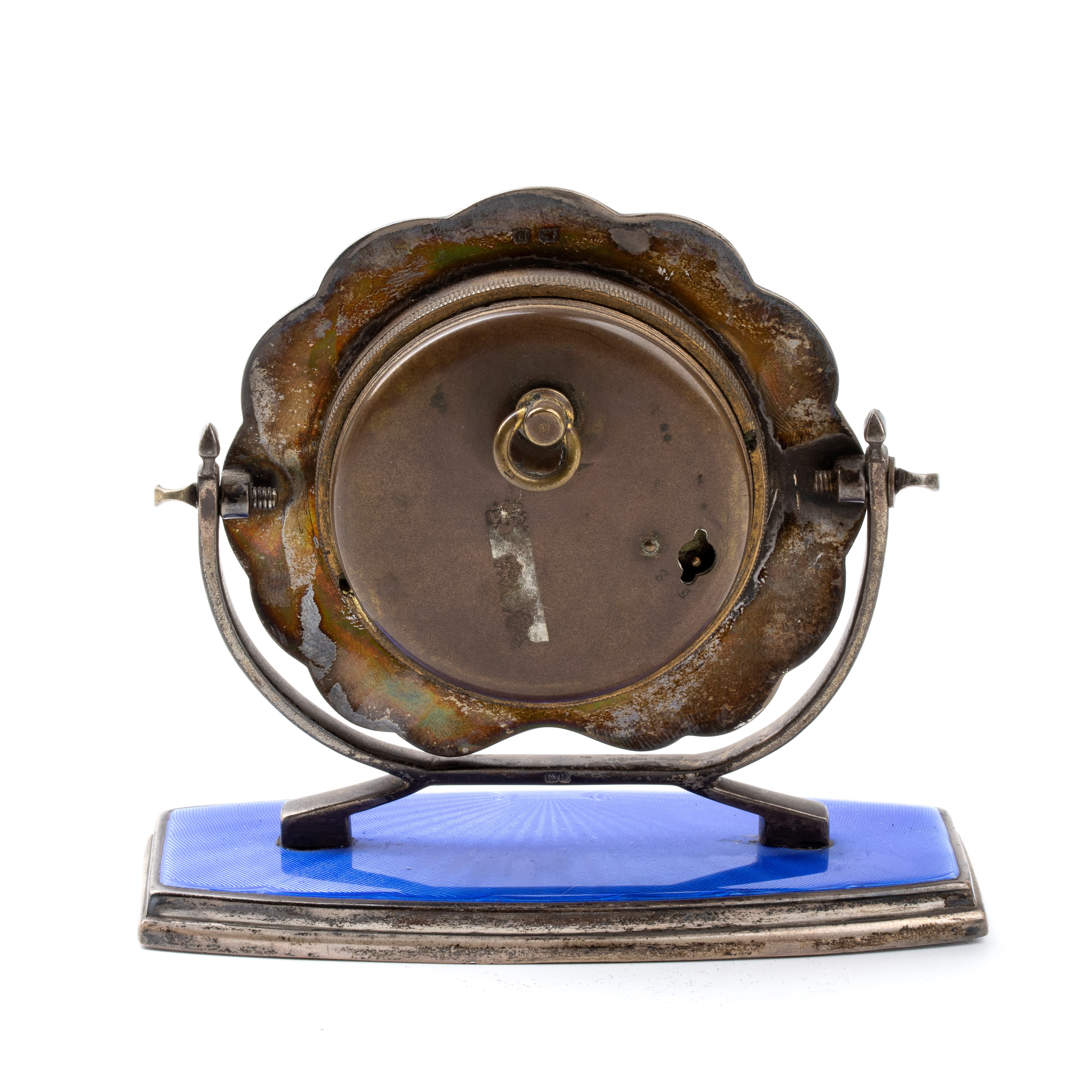 Orologio da tavolo Art Déco in argento e smalti