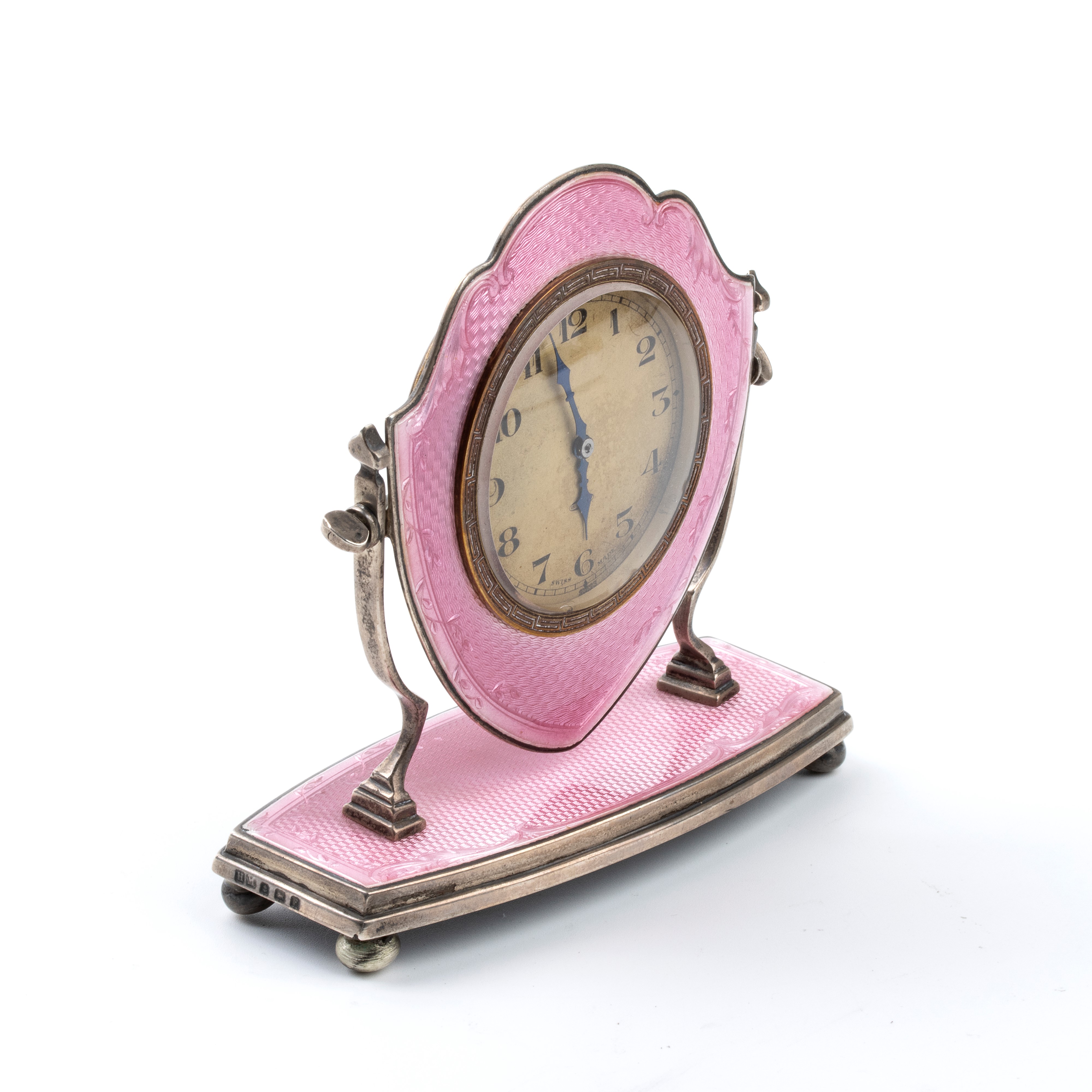 Orologio da tavolo Art Déco in argento e smalti