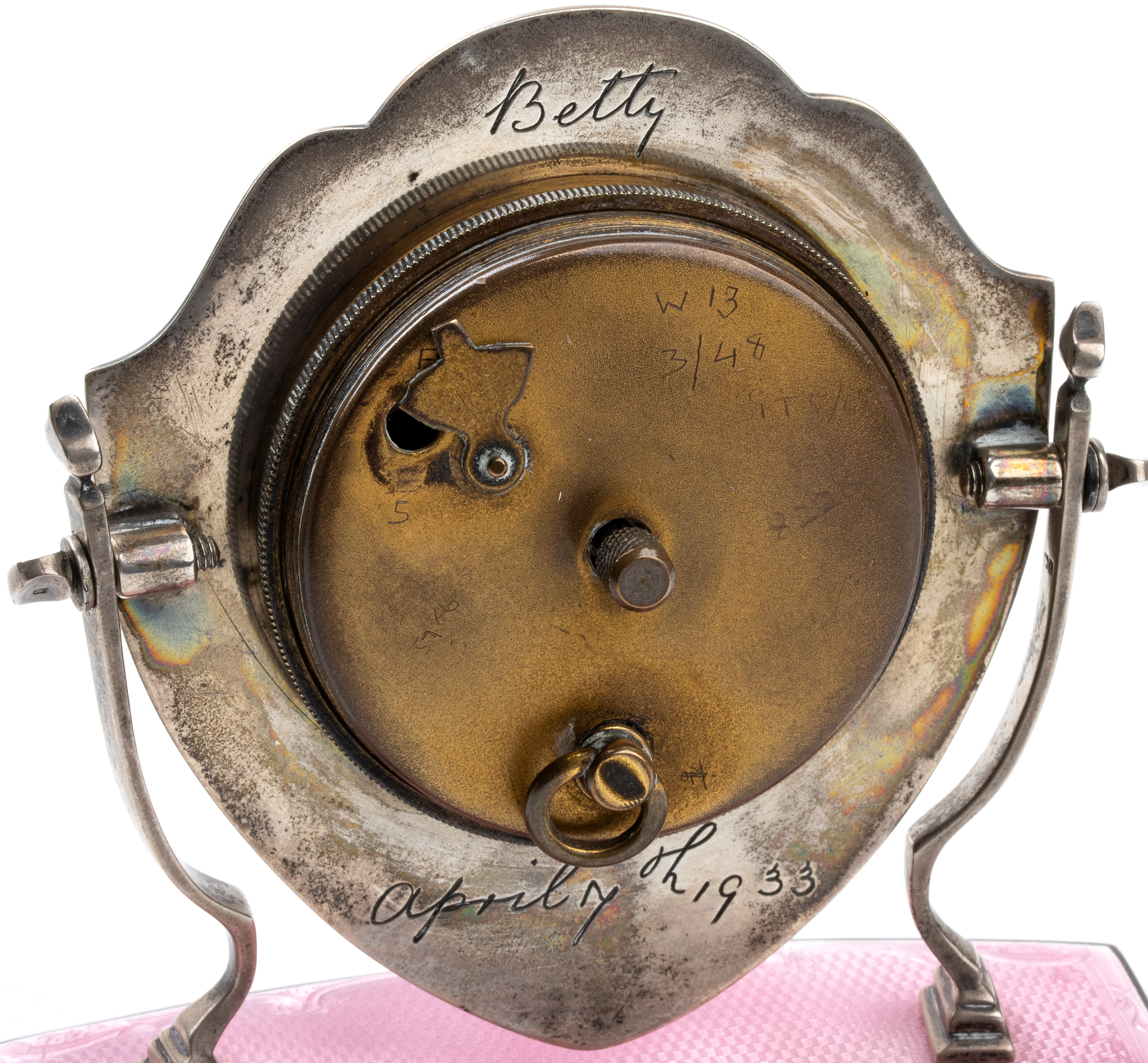 Orologio da tavolo Art Déco in argento e smalti