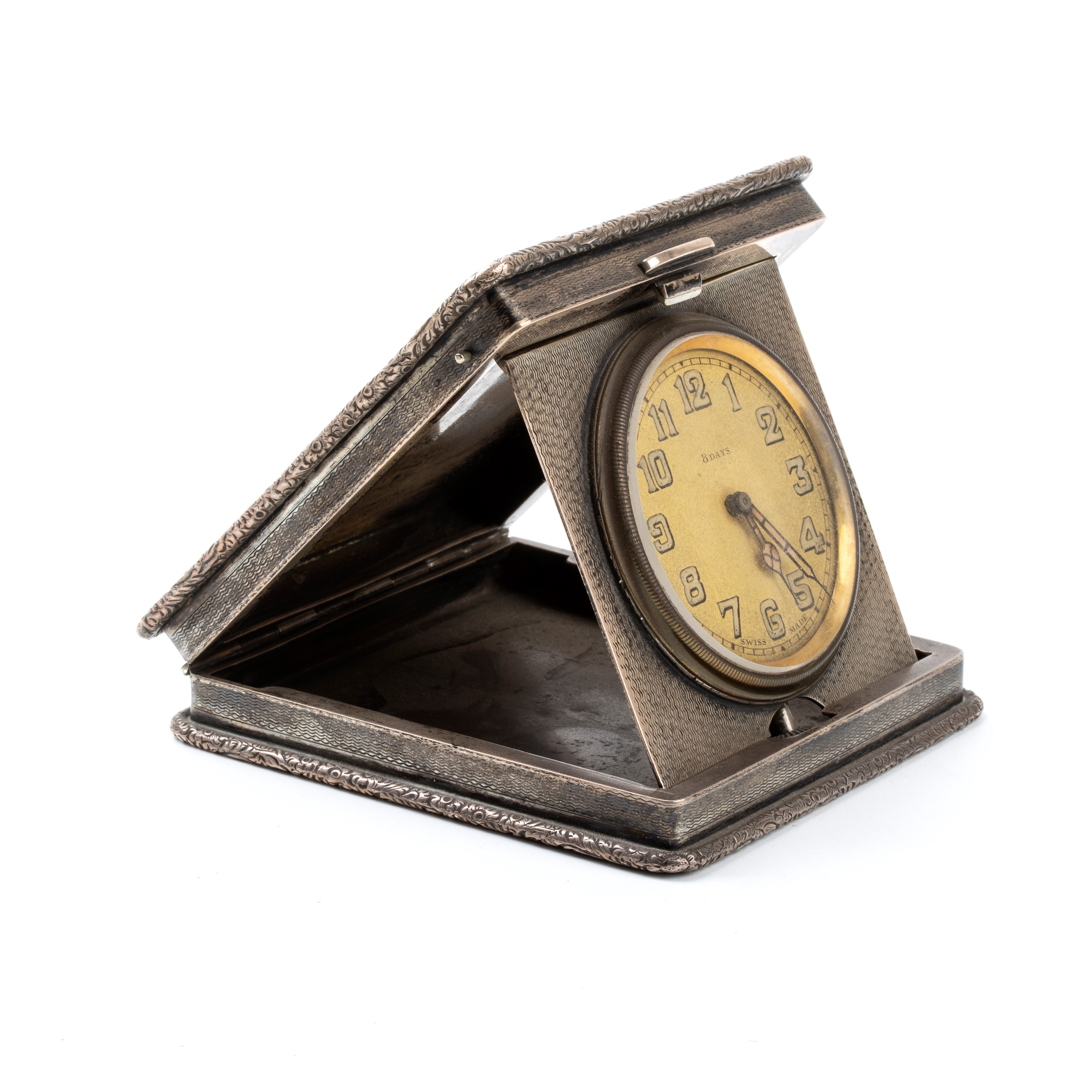 William Base & Sons, William Base & Sons - Orologio da Tavolo Art Déco in Argento e Smalti