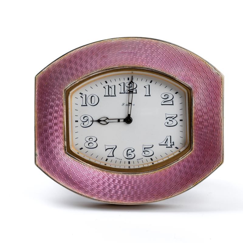 Orologio da tavolo Art Déco in argento e smalti