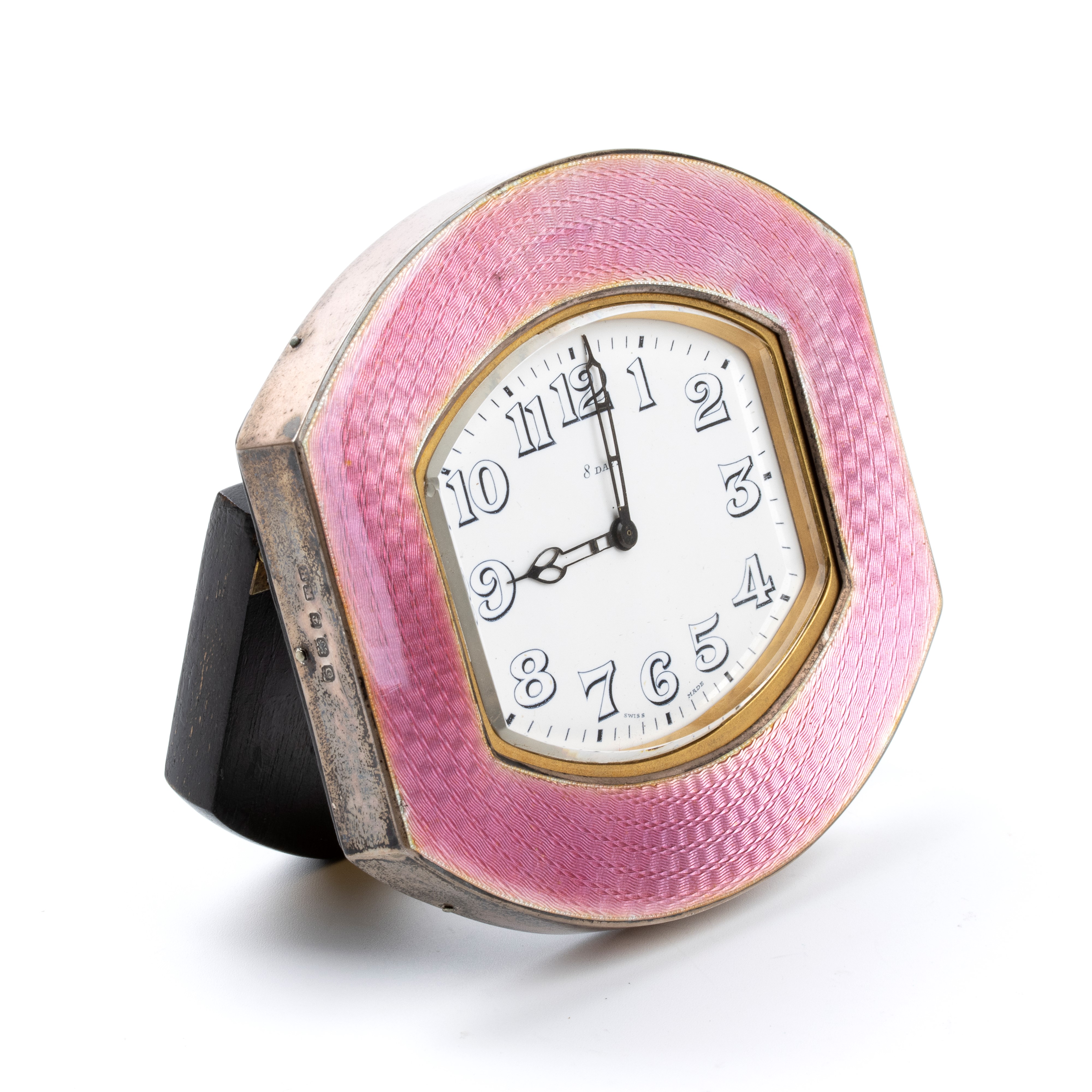 Orologio da tavolo Art Déco in argento e smalti