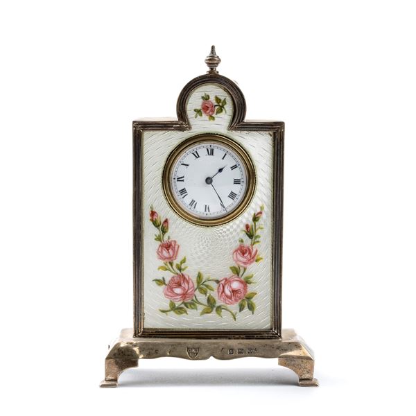 Ducrow &amp; Jackson - Art Déco sterling silver and enamels table clock