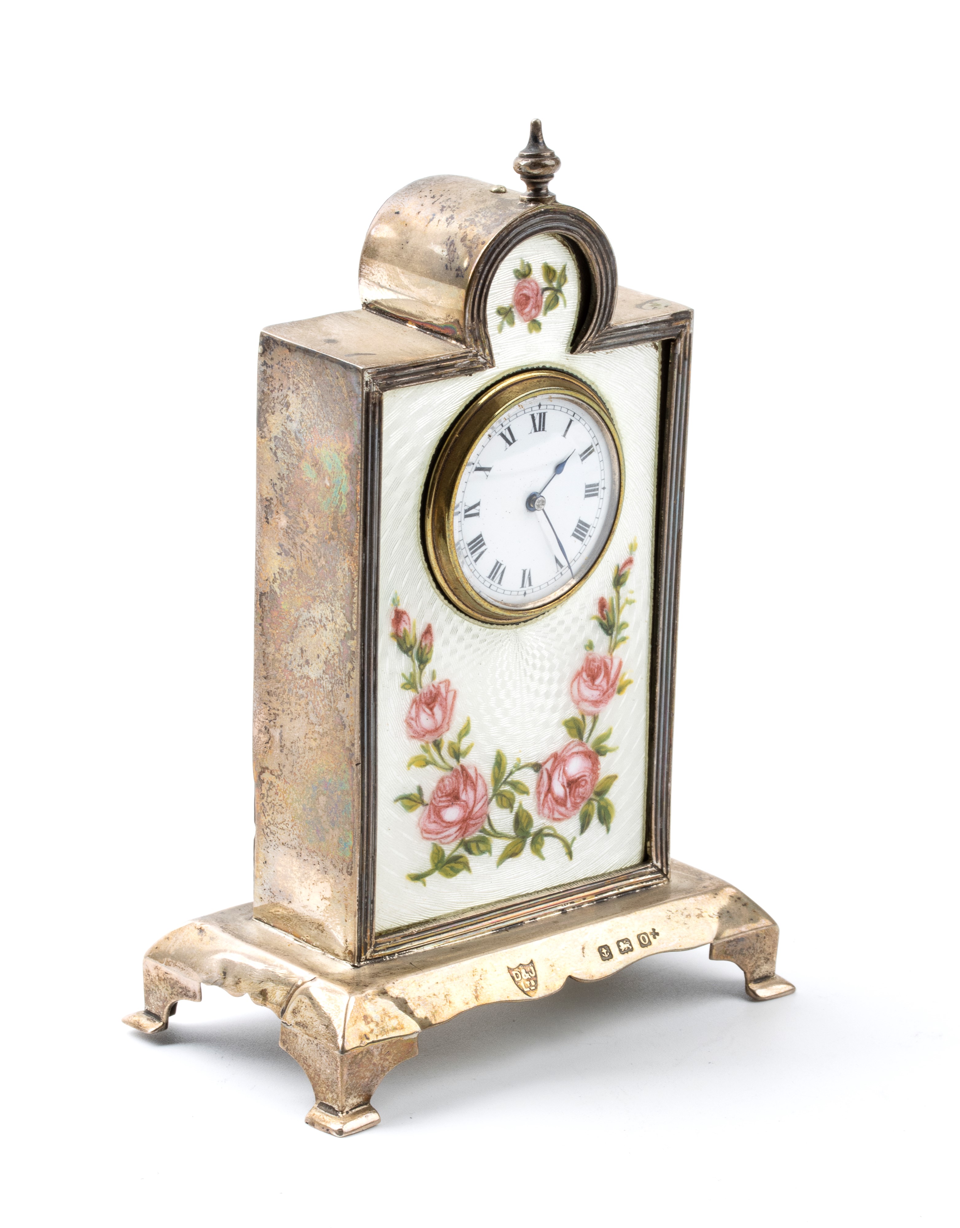 Orologio da tavolo Art Déco in argento e smalti