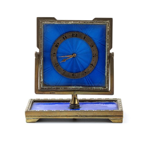 Art Déco table clock with enamels