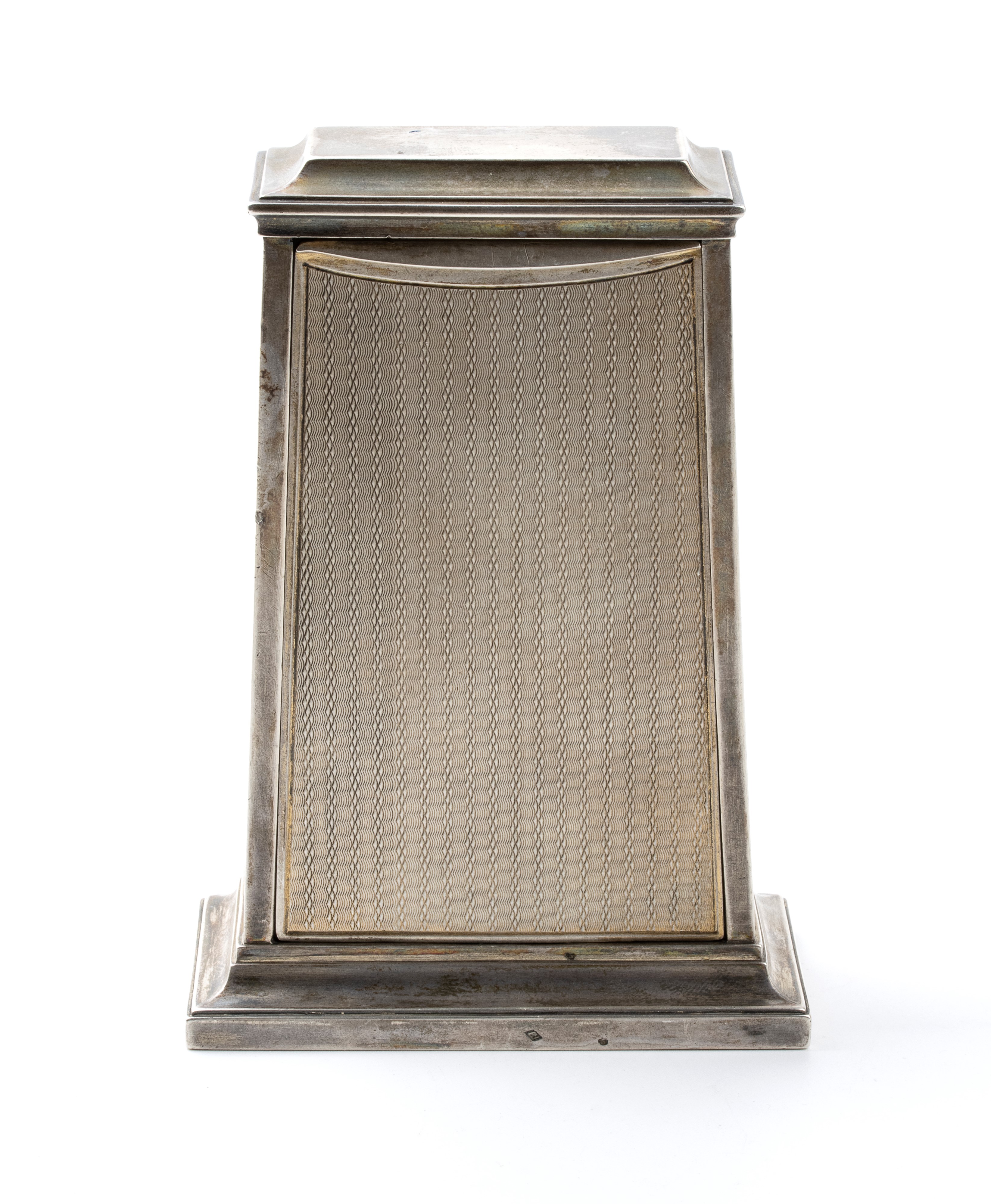 Orologio da tavolo Art Déco in argento e smalti con calendario