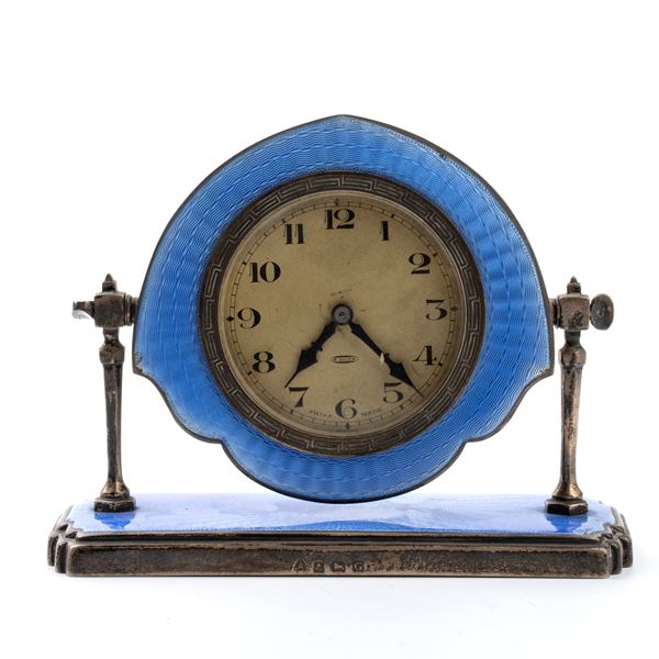 Adie Brothers Ltd. - Art Déco sterling silver and enamels table clock